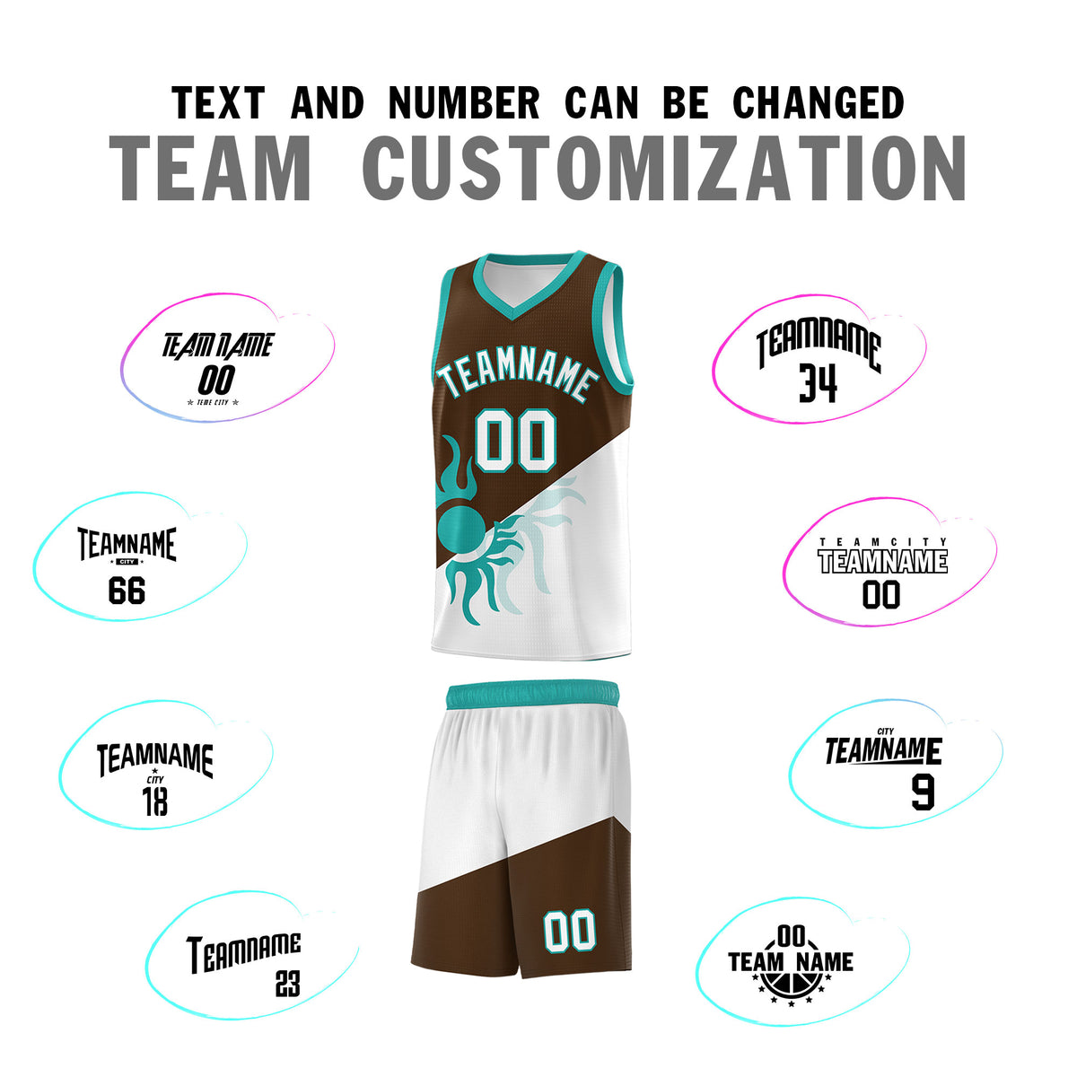 Custom Youth Basketball Jerseys - Brown White Radiant Sun Design Two Tone Uniforms