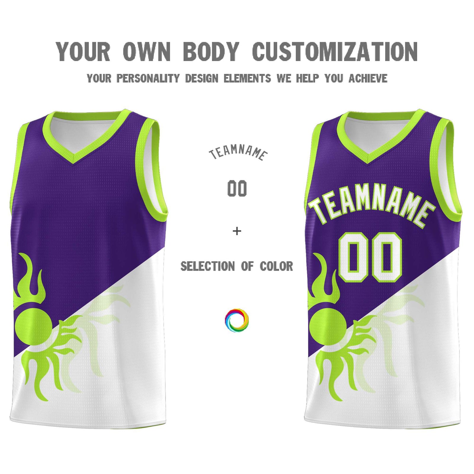 Custom Youth Basketball Jerseys - Purple White Radiant Sun Design Two Tone Uniforms