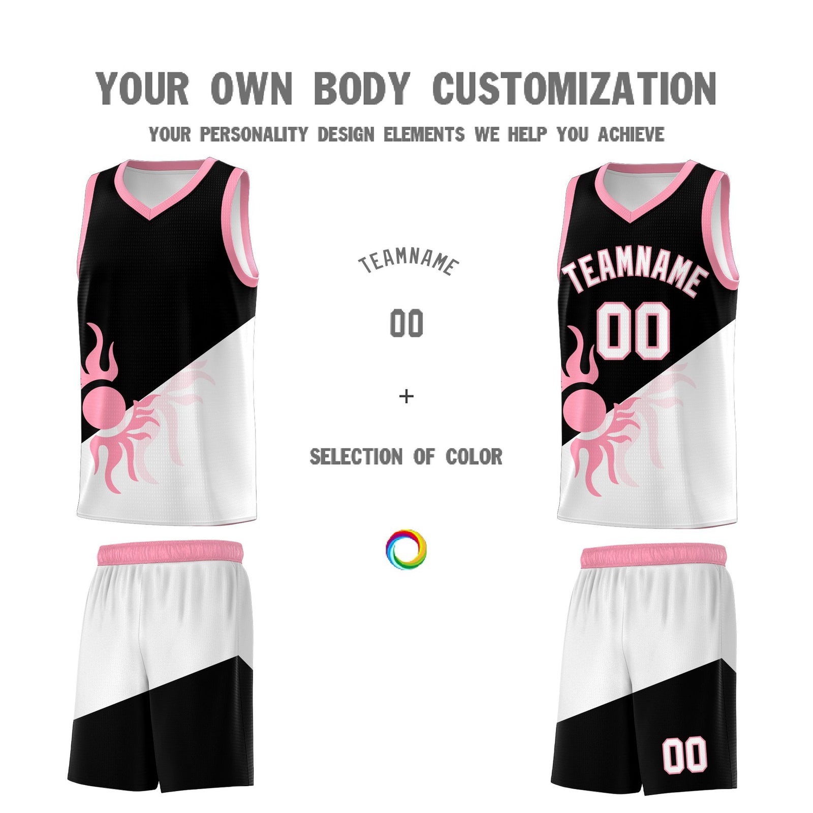Custom Youth Basketball Jerseys - Black White Sunburst Design Two Tone Uniforms
