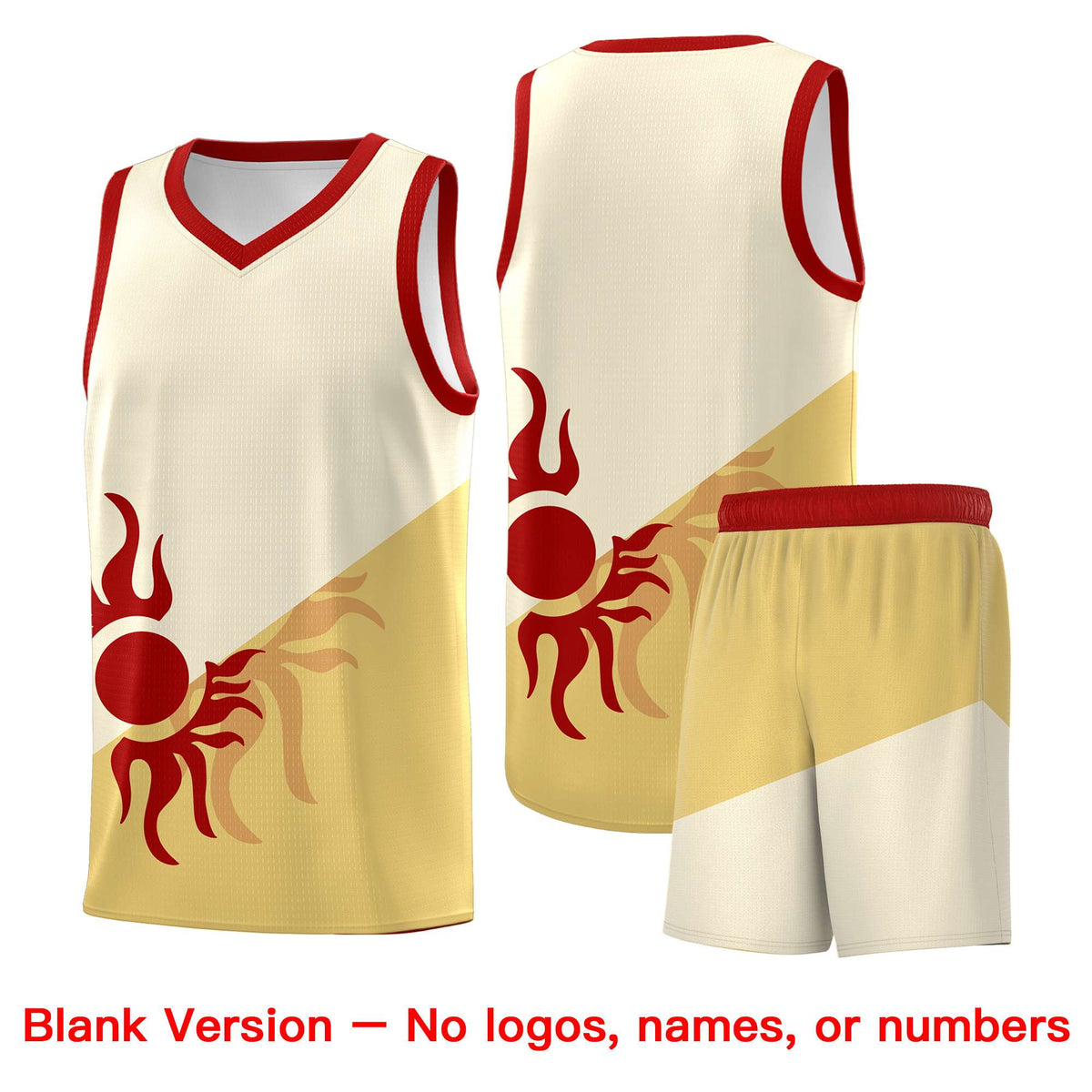 Custom Youth Basketball Jerseys - Cream Khaki Sunburst Design Two Tone Uniforms