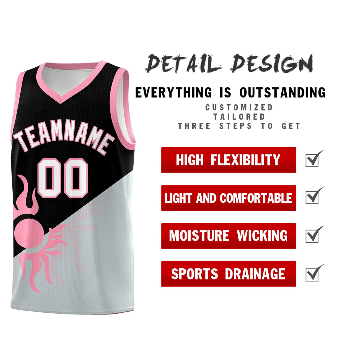 Custom Youth Basketball Jerseys - Black Silver Radiant Sun Design Two Tone Uniforms