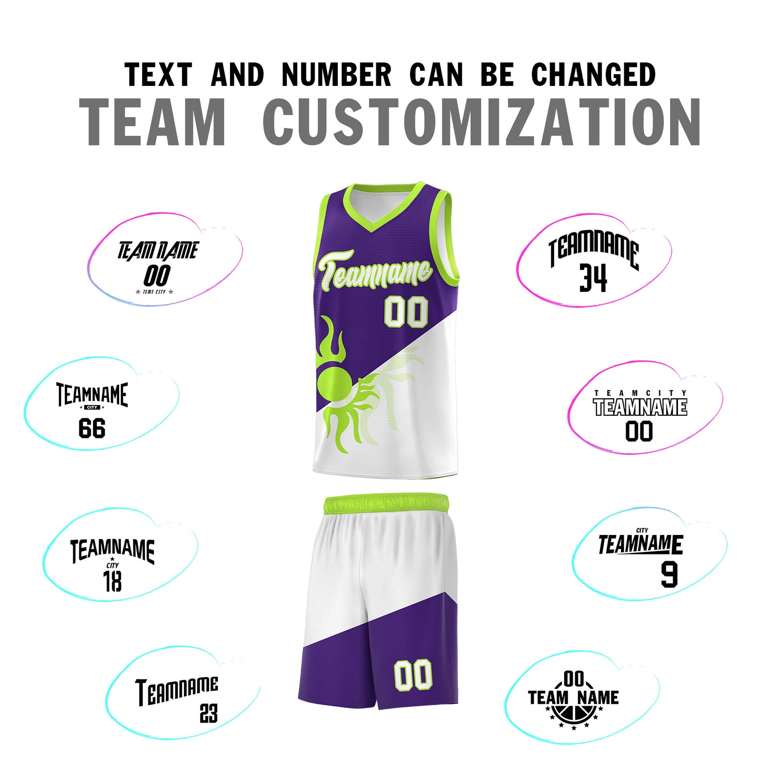 Custom Youth Basketball Jerseys - Purple White Radiant Sun Design Two Tone Uniforms