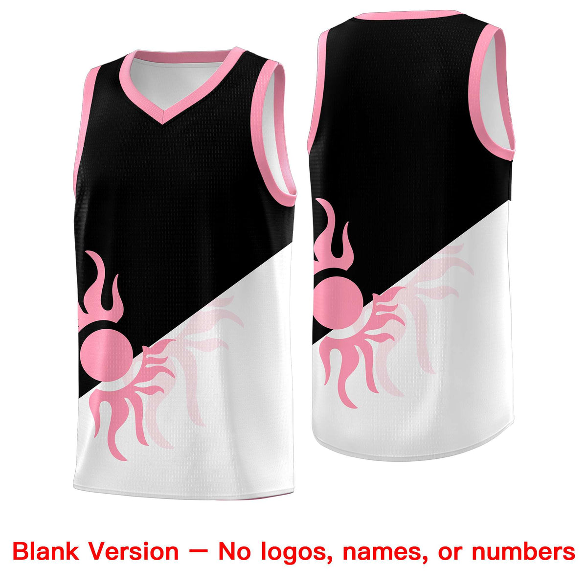 Custom Youth Basketball Jerseys - Black White Sunburst Design Two Tone Uniforms