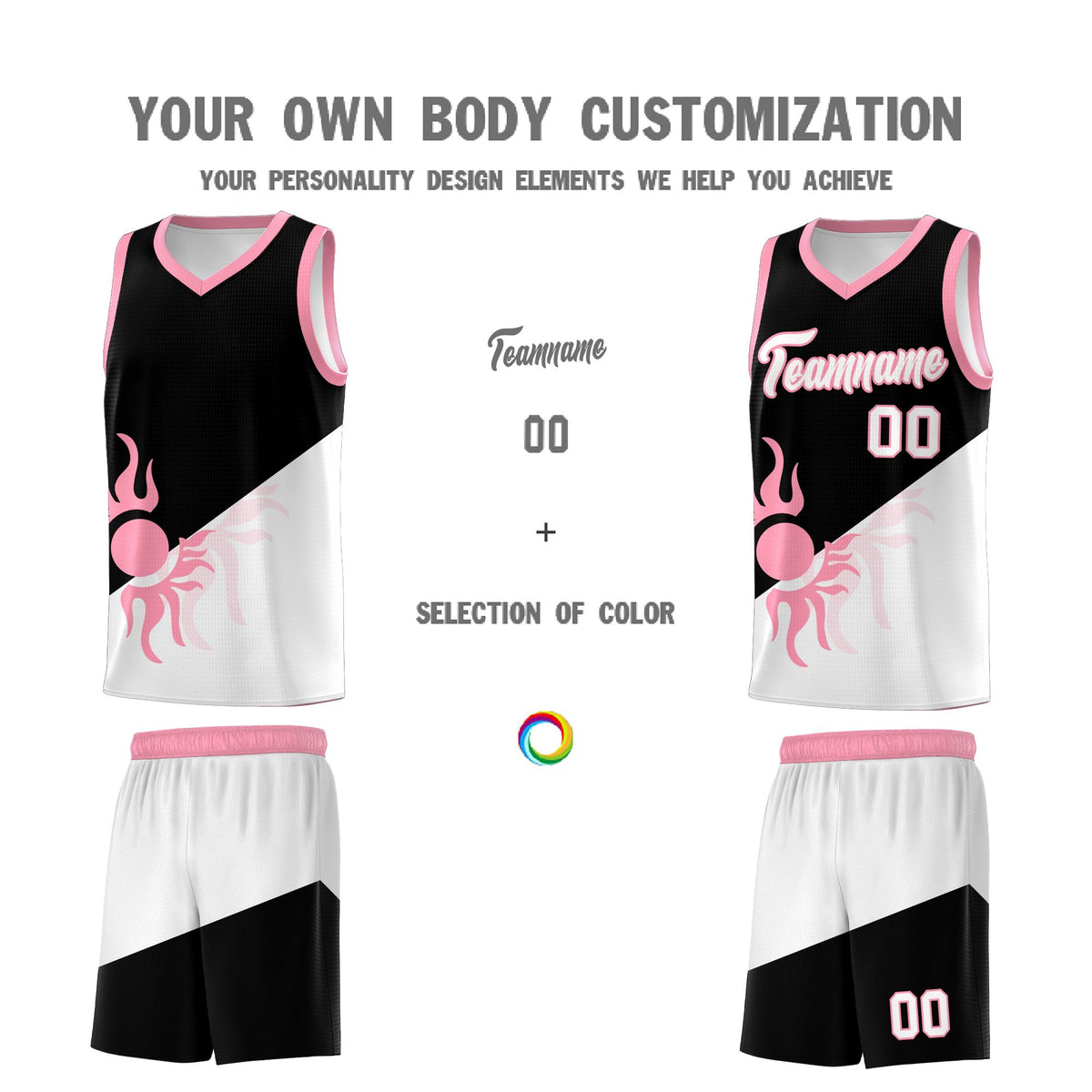Custom Youth Basketball Jerseys - Black White Sunburst Design Two Tone Uniforms