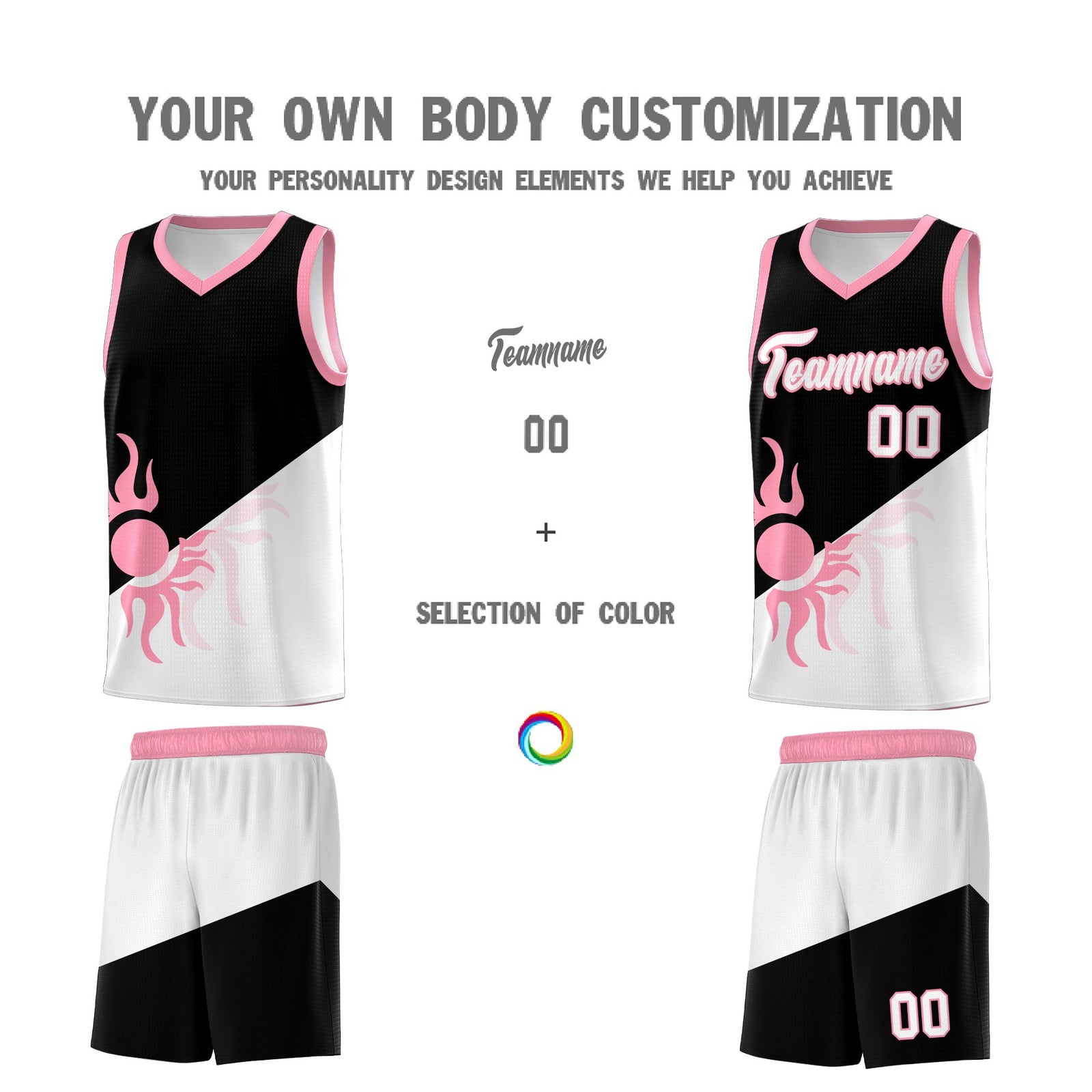 Custom Youth Basketball Jerseys - Black White Sunburst Design Two Tone Uniforms