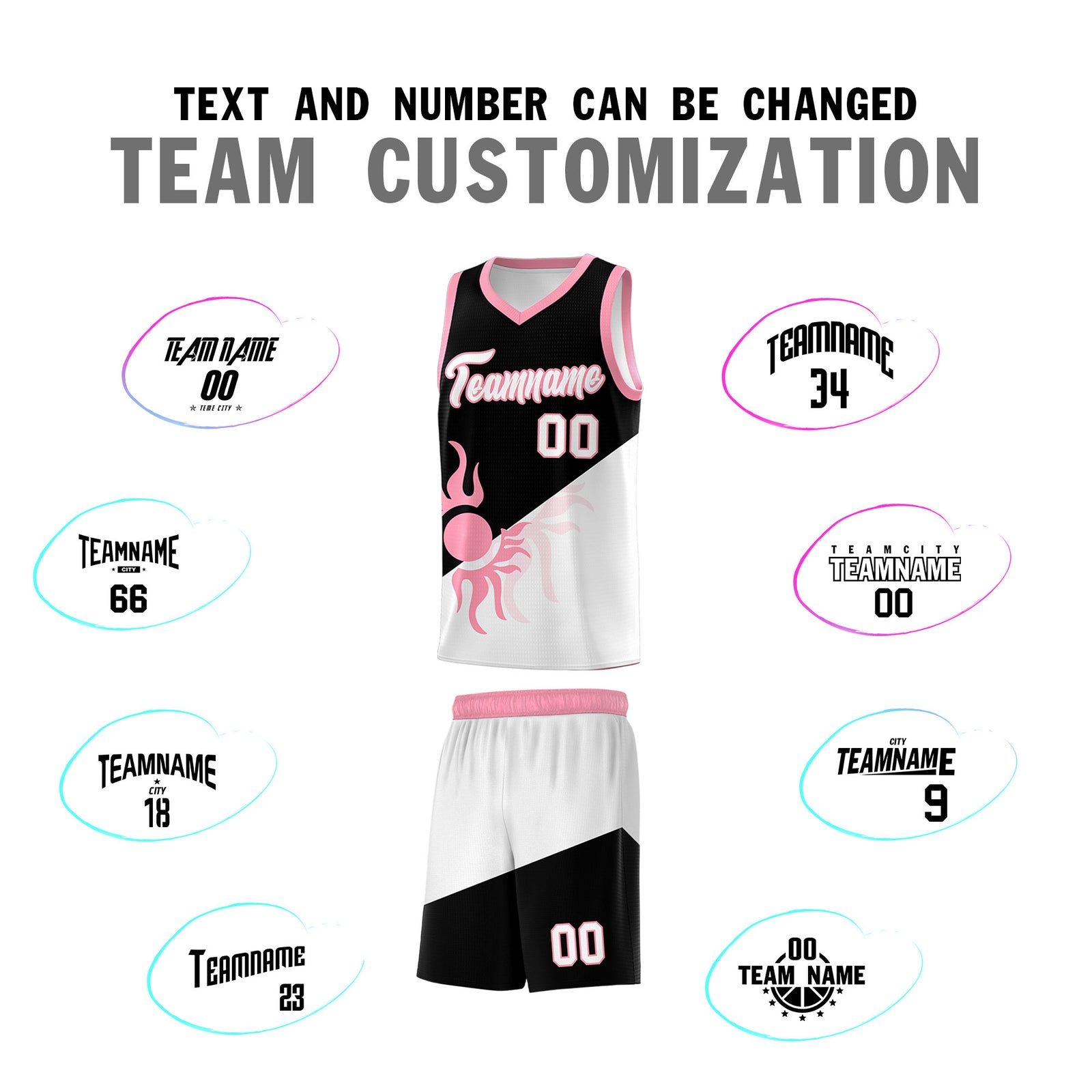 Custom Youth Basketball Jerseys - Black White Sunburst Design Two Tone Uniforms