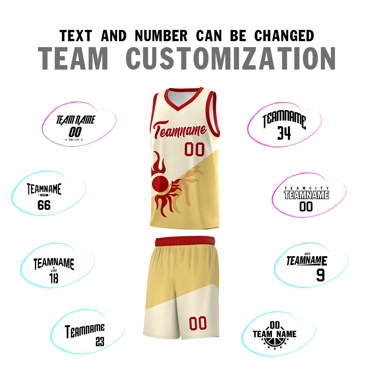 Custom Youth Basketball Jerseys - Cream Khaki Sunburst Design Two Tone Uniforms