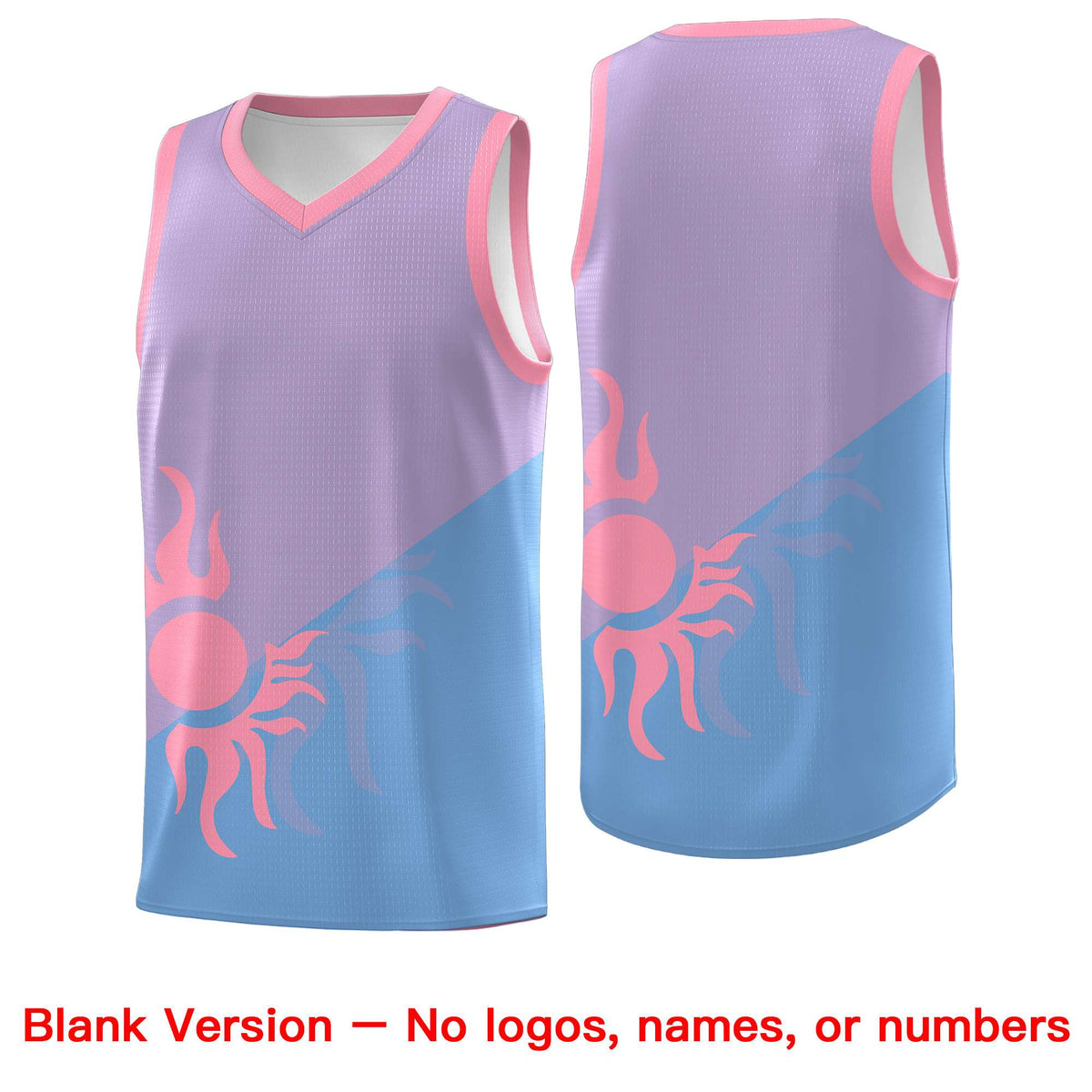 Custom Youth Basketball Jerseys - Light Purple Powder Blue Sunburst Design Two Tone Uniforms