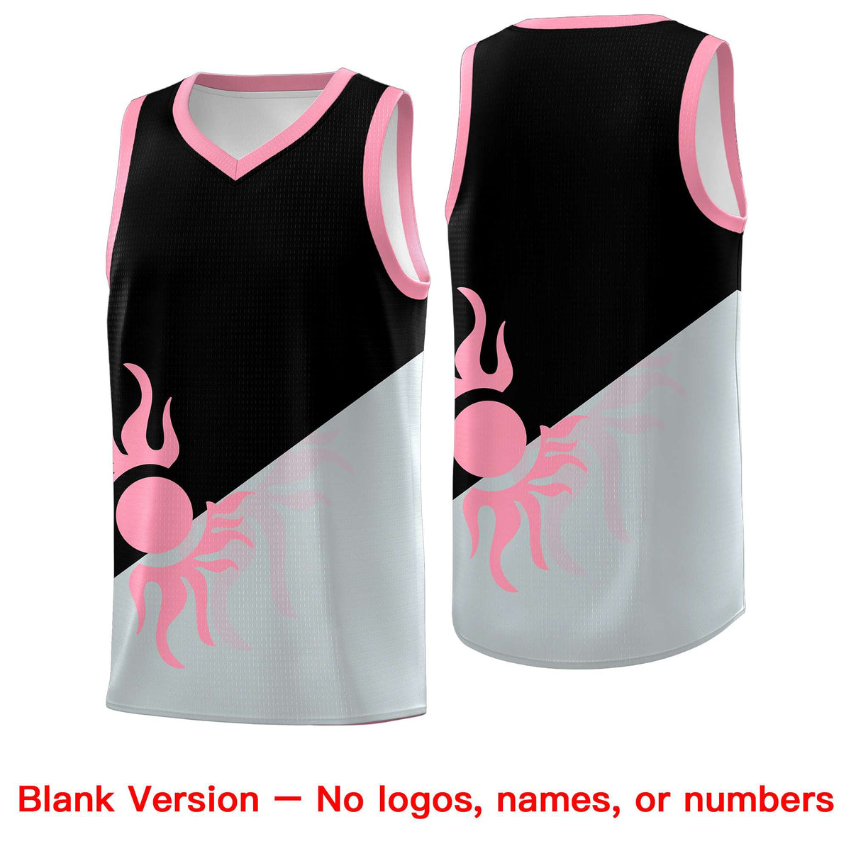 Custom Youth Basketball Jerseys - Black Silver Radiant Sun Design Two Tone Uniforms