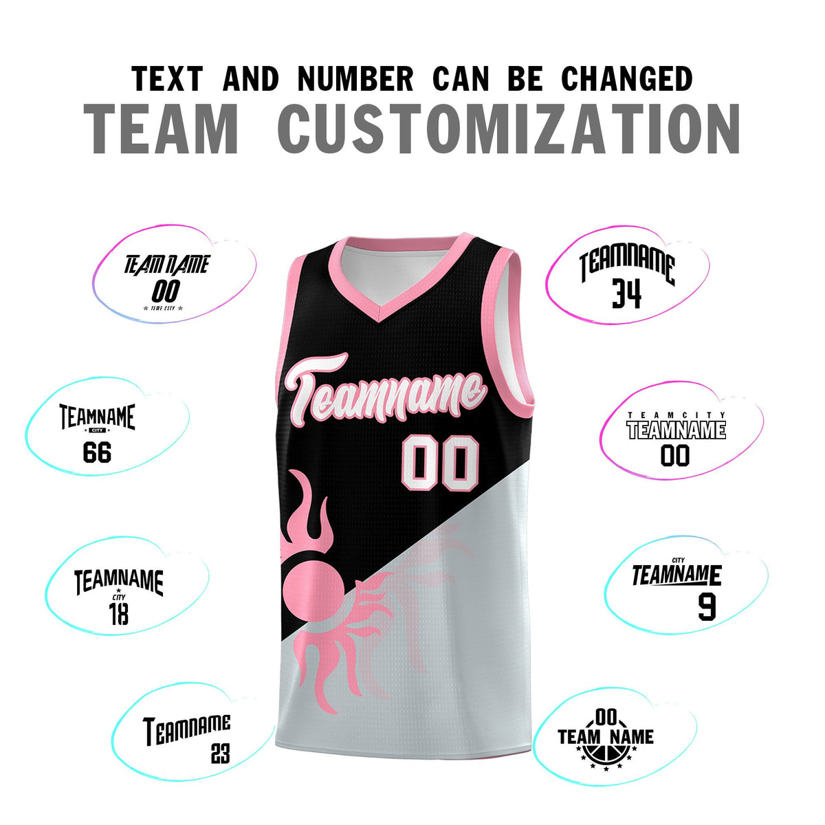 Custom Youth Basketball Jerseys - Black Silver Radiant Sun Design Two Tone Uniforms