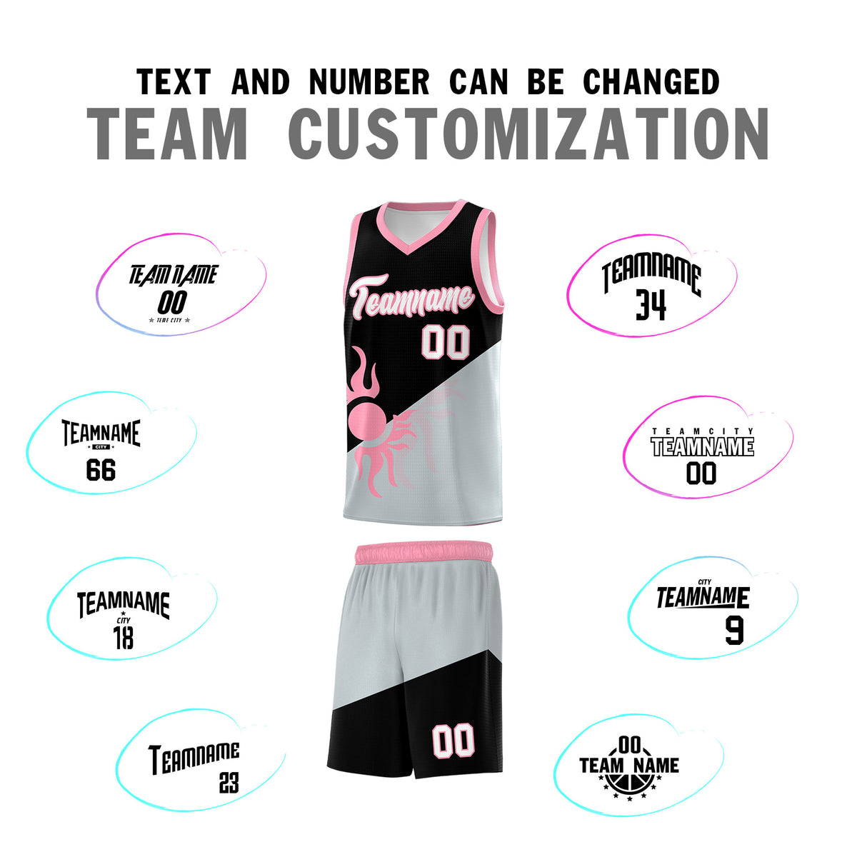 Custom Youth Basketball Jerseys - Black Silver Radiant Sun Design Two Tone Uniforms