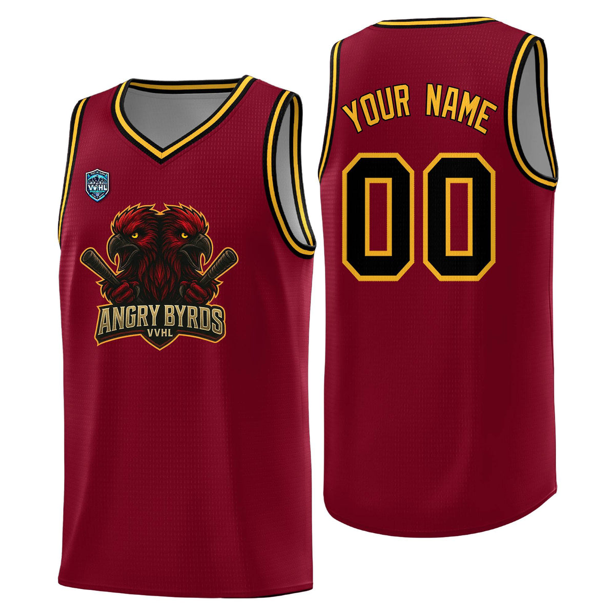 VVHL Crimson S7-Angry-Byrds Tops Basketball Jersey