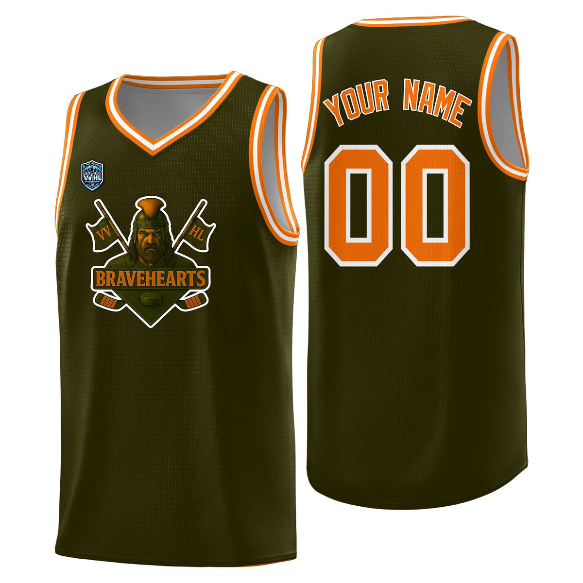 VVHL Olive S7-Bravehearts-1 Tops Basketball Jersey