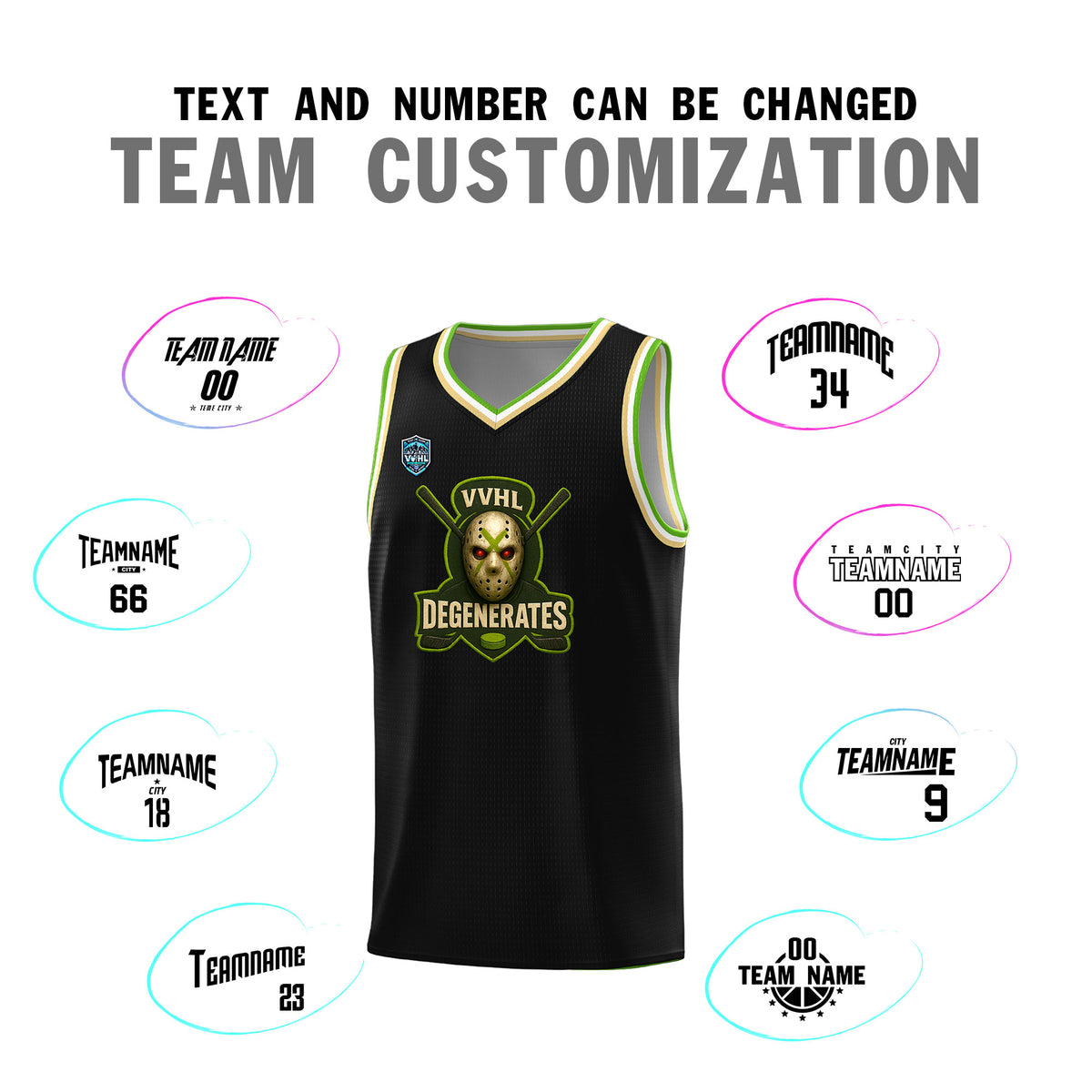 VVHL Black S7-Degenerates-2 Tops Basketball Jersey