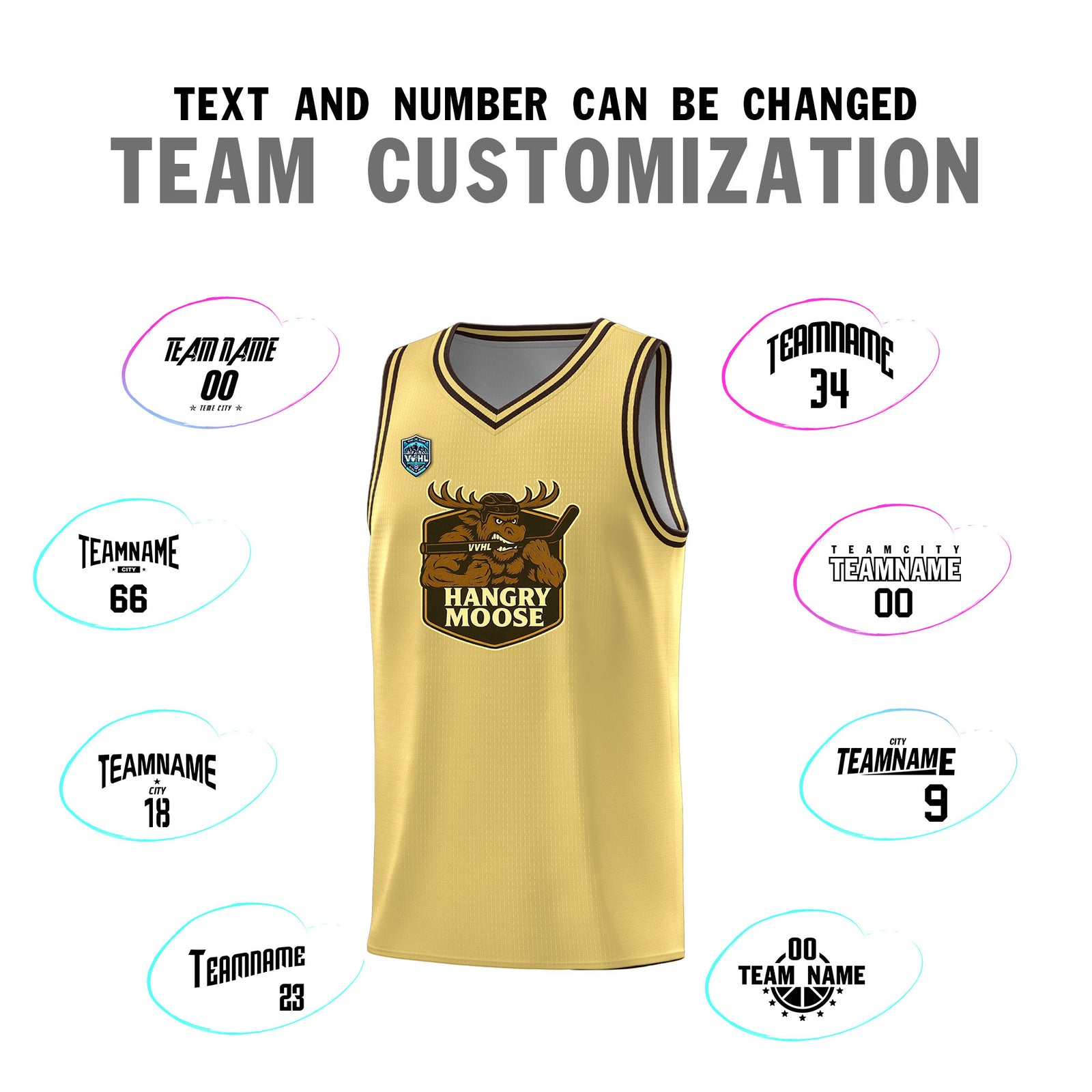 VVHL Khaki S7-HANGRY-MOOSE Tops Basketball Jersey