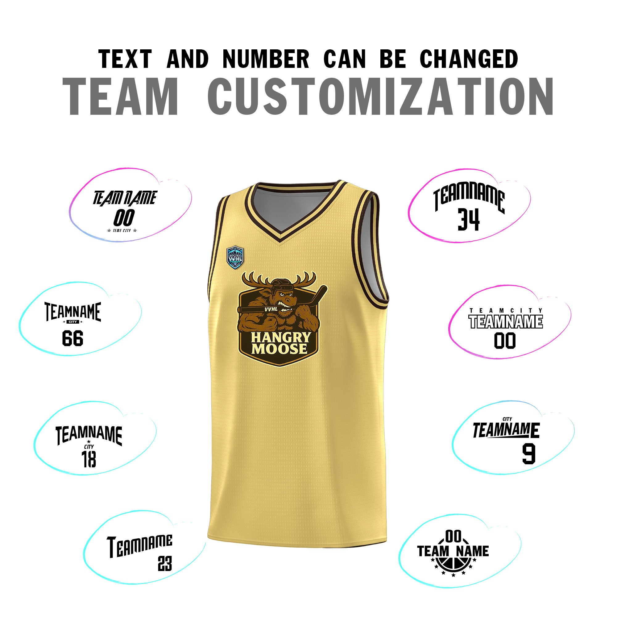 VVHL Khaki S7-HANGRY-MOOSE Tops Basketball Jersey