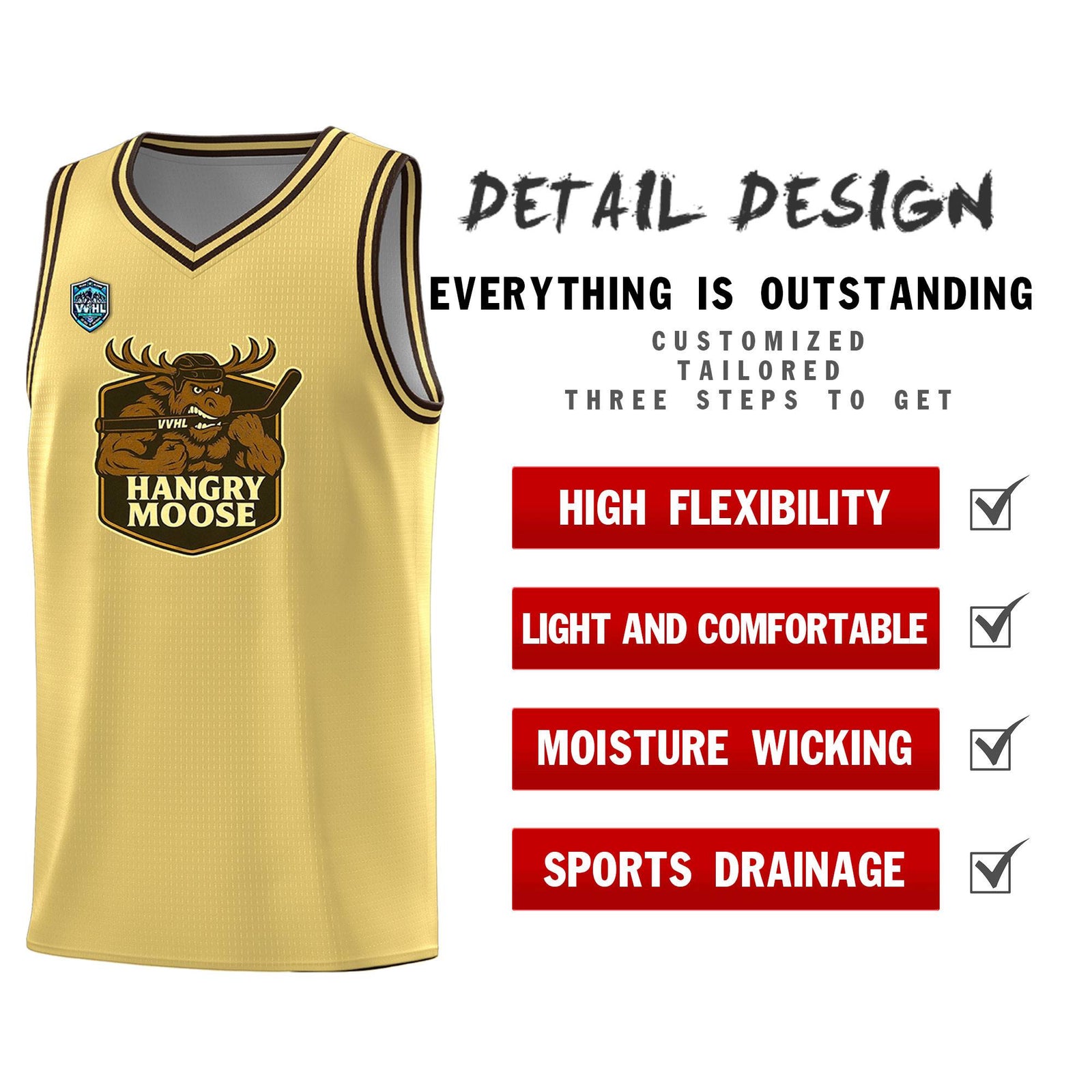 VVHL Khaki S7-HANGRY-MOOSE Tops Basketball Jersey
