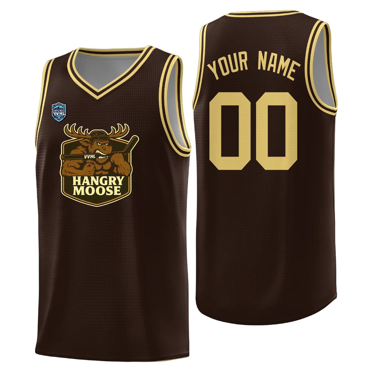 VVHL Brown S7-HANGRY-MOOSE-1 Tops Basketball Jersey