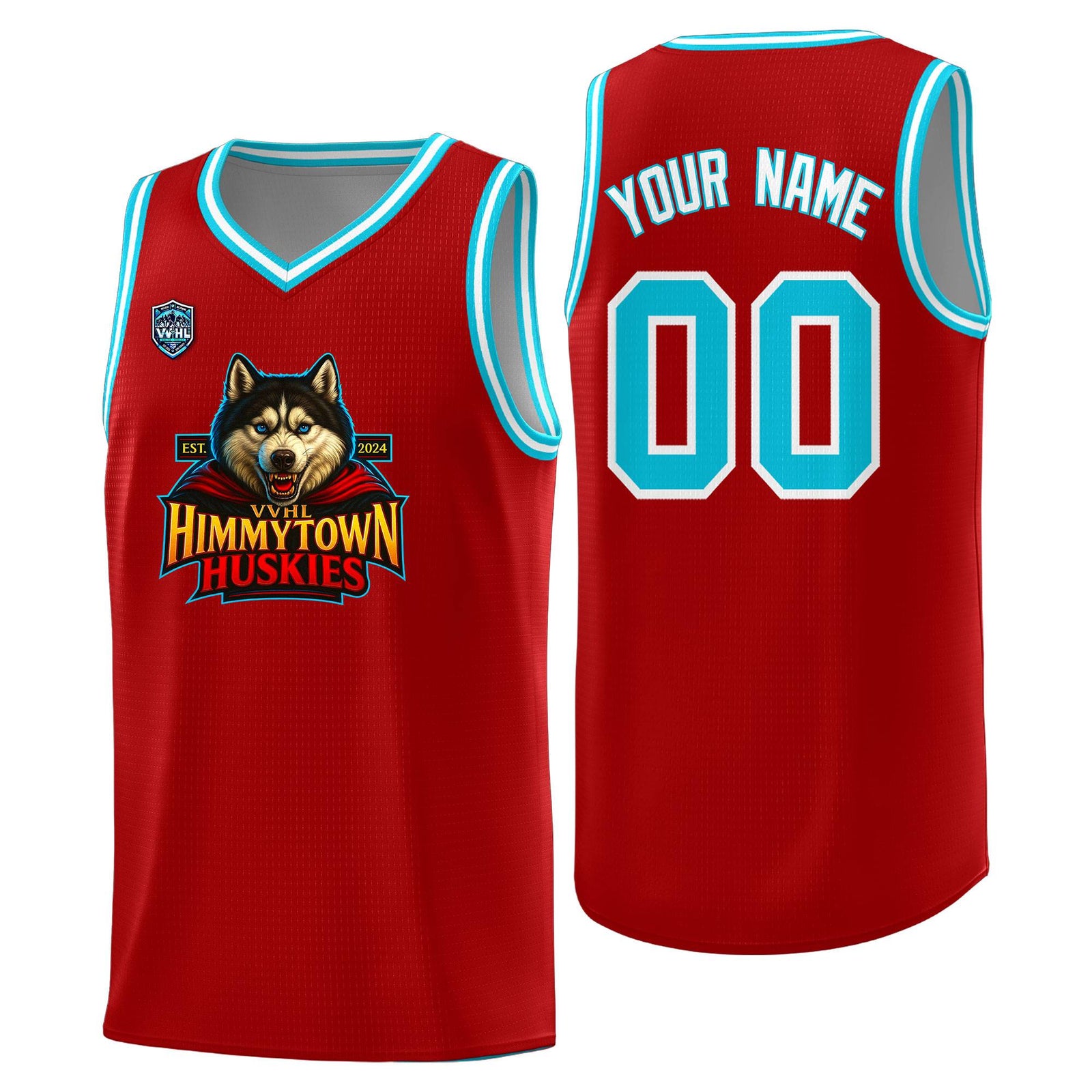 VVHL Red S7-Himmytown-huskies Tops Basketball Jersey