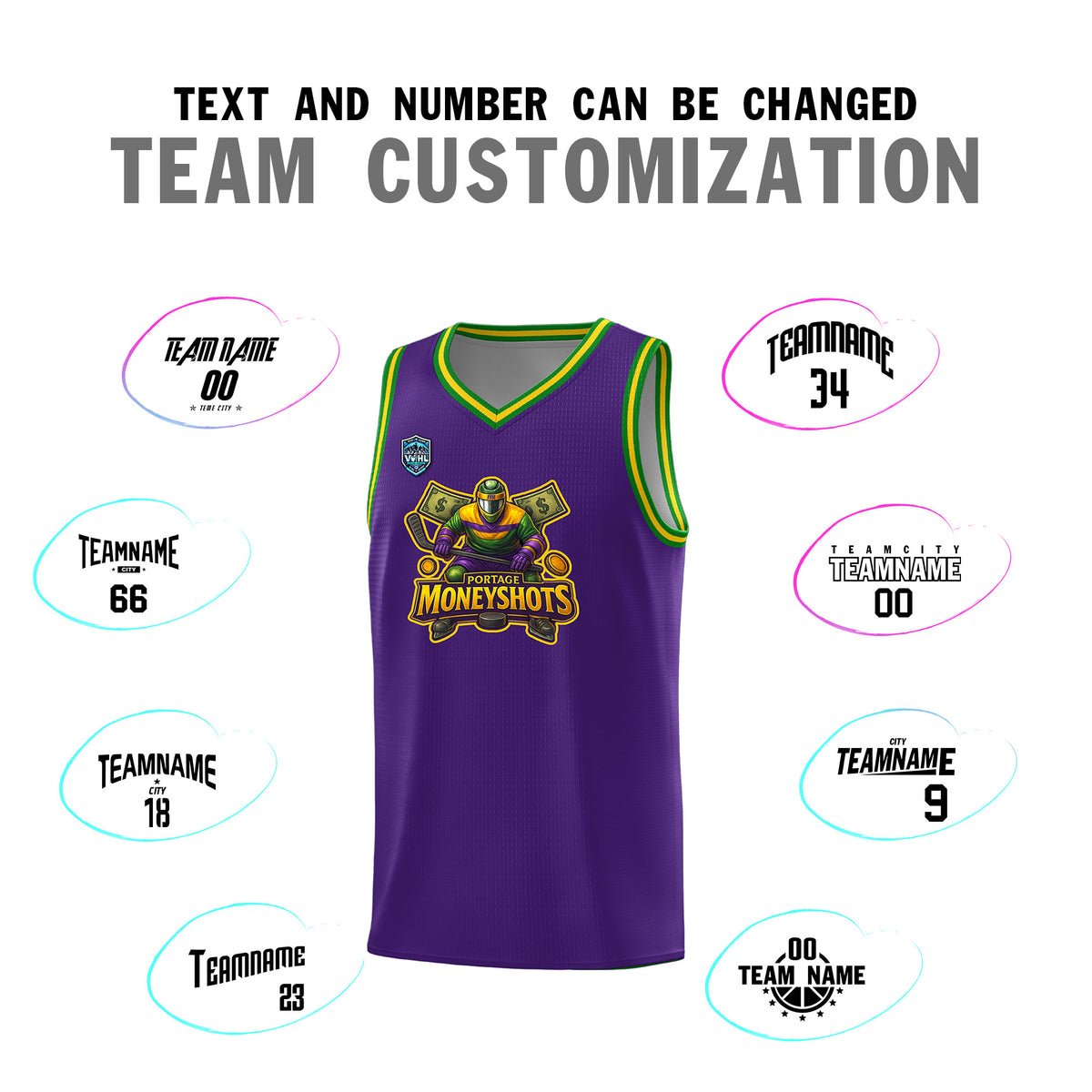 VVHL Purple S7-Portage-Moneyshots Tops Basketball Jersey