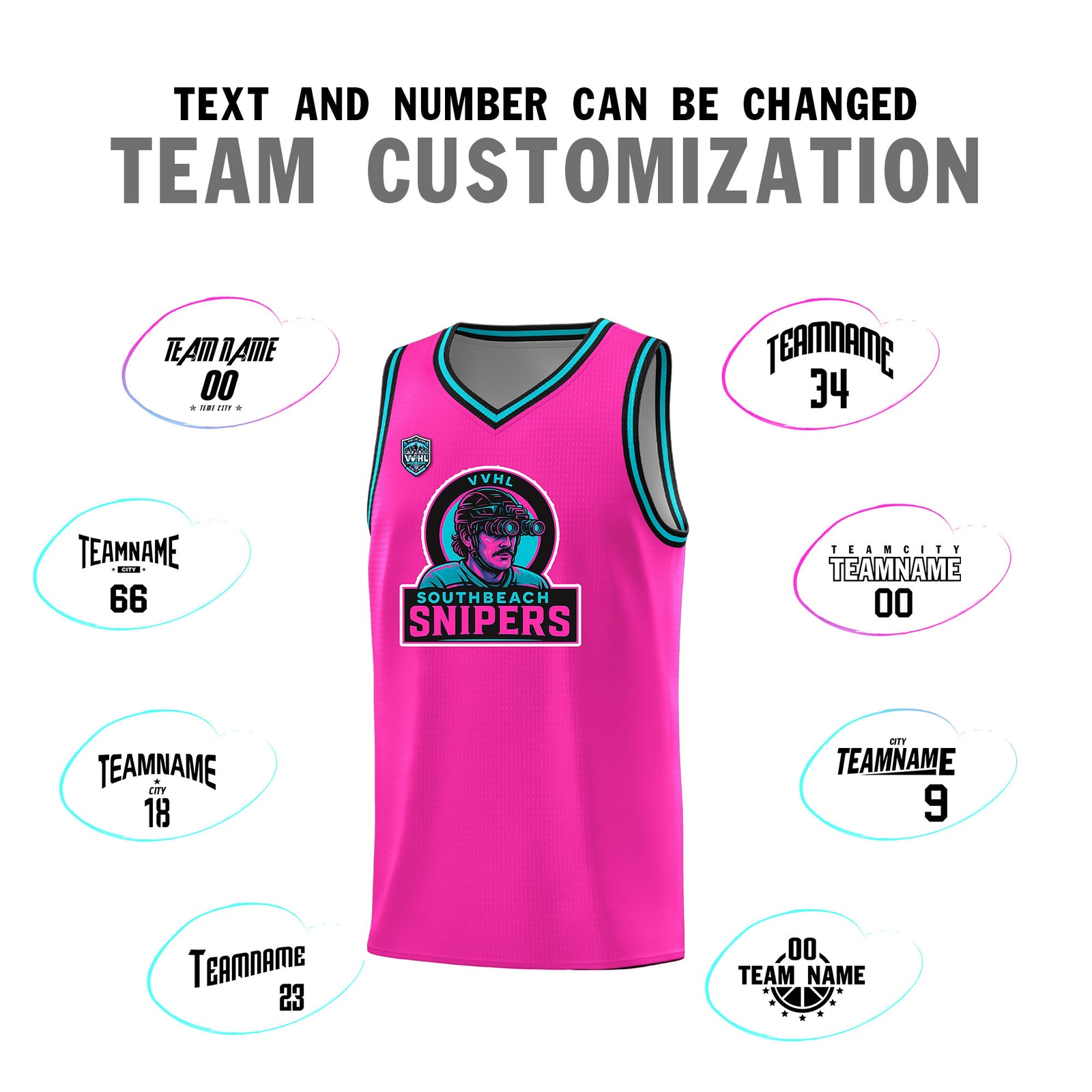VVHL Pink S7-Southbeach-snipers Tops Basketball Jersey