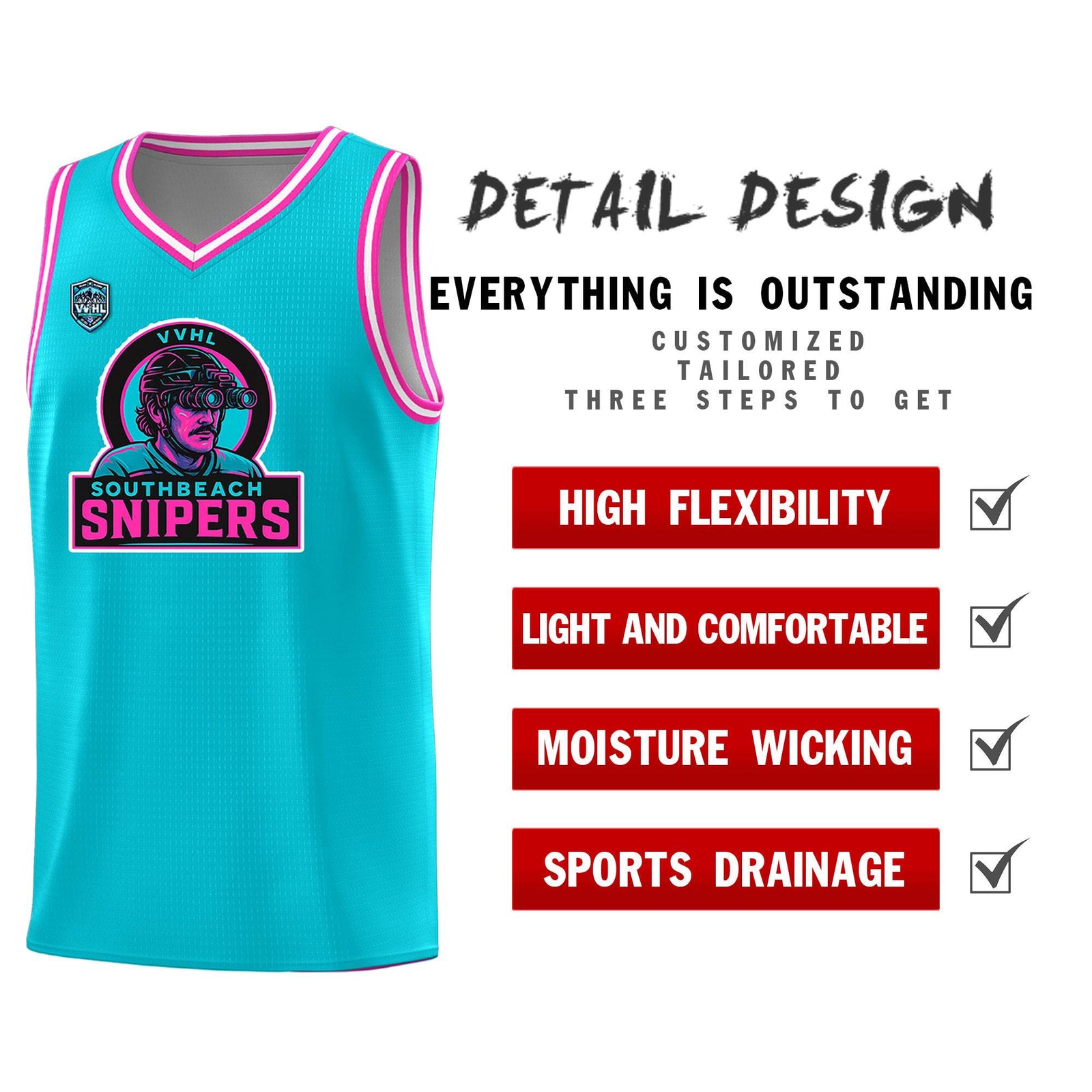 VVHL Black S7-Southbeach-snipers-1 Tops Basketball Jersey