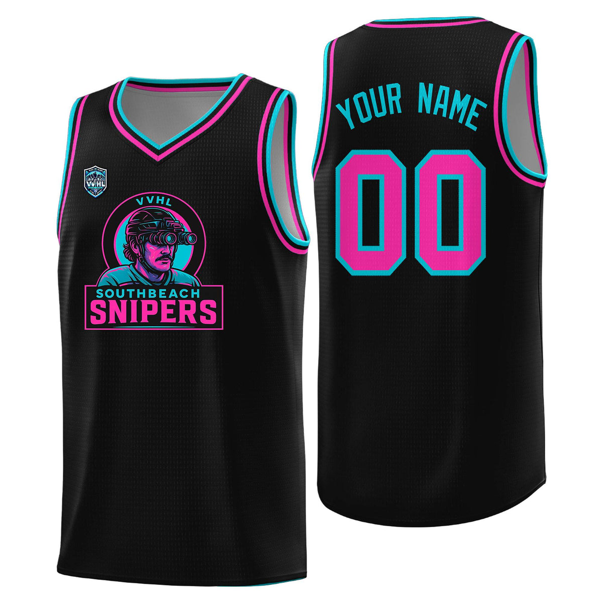 VVHL Black S7-Southbeach-snipers-2 Tops Basketball Jersey