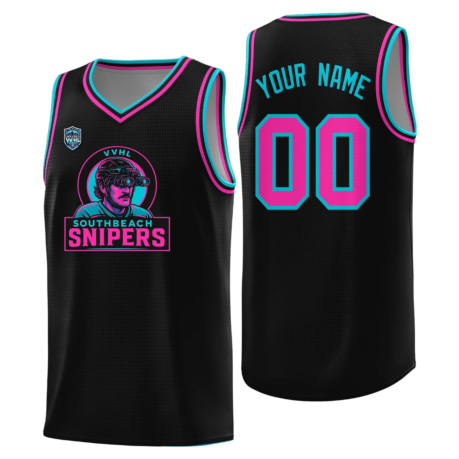 VVHL Black S7-Southbeach-snipers-2 Tops Basketball Jersey