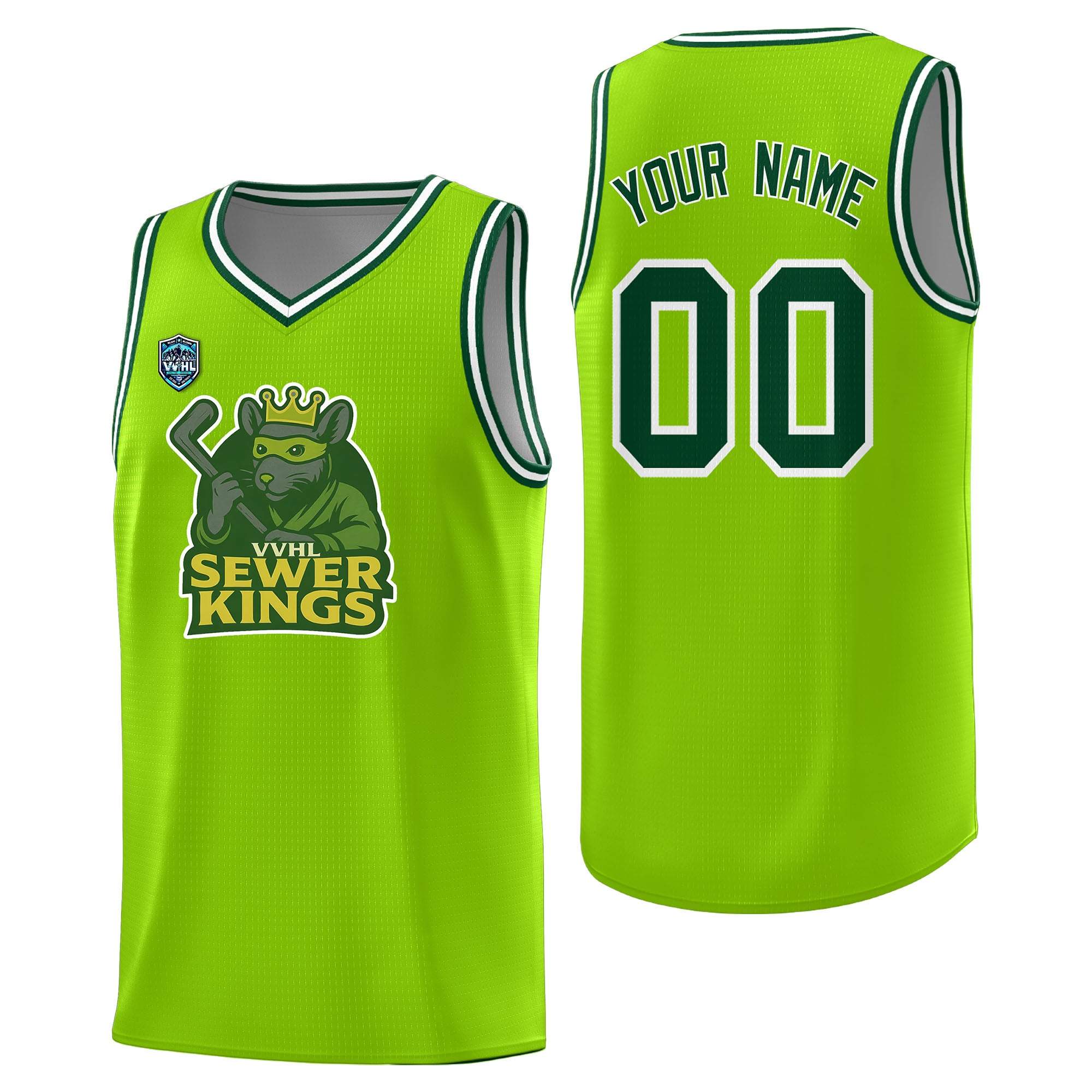 VVHL Neon Green S7-Sewer-Kings Tops Basketball Jersey