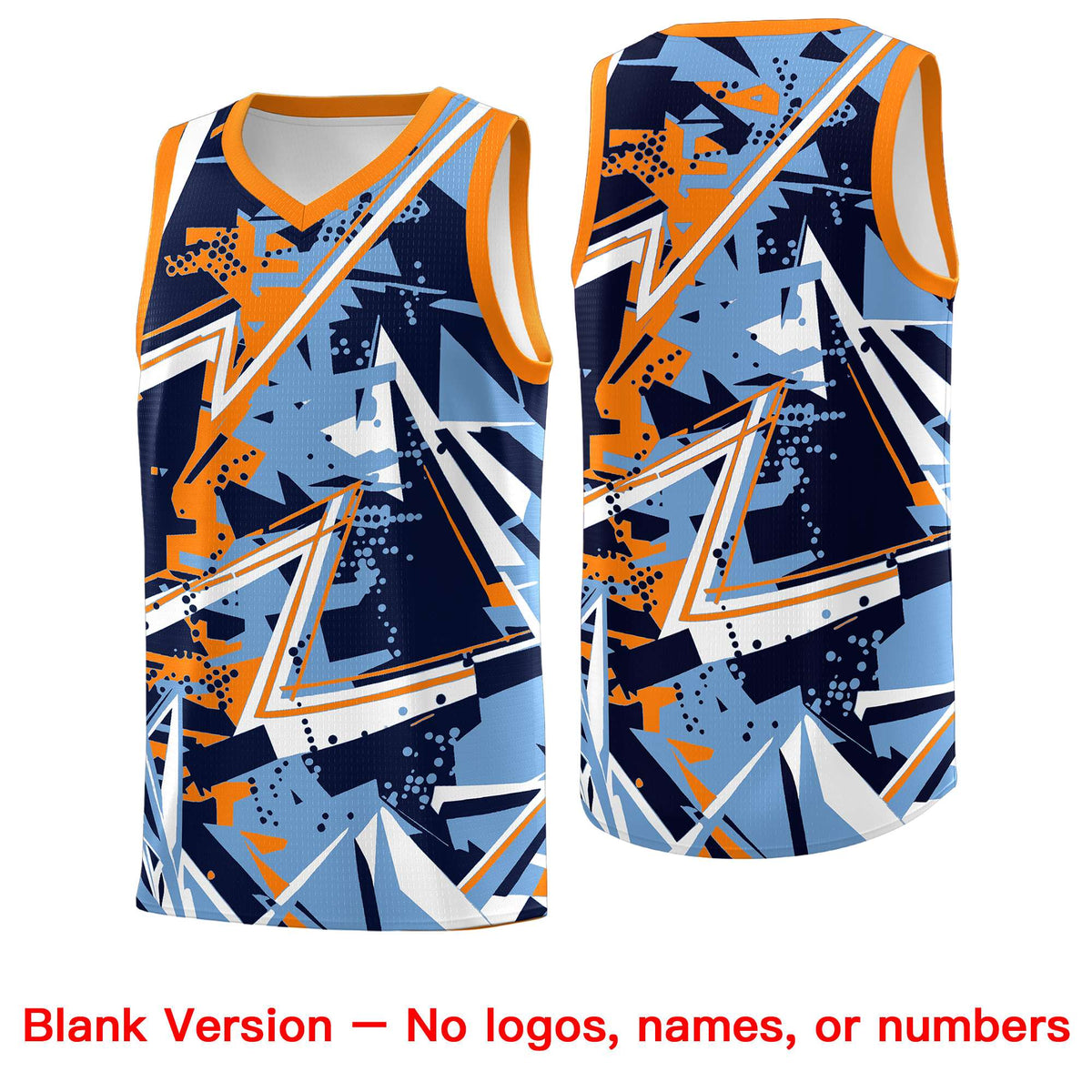 Custom Youth Basketball Jerseys Powder Blue Orange Abstract Graffiti Personalized Team Name &amp; Number