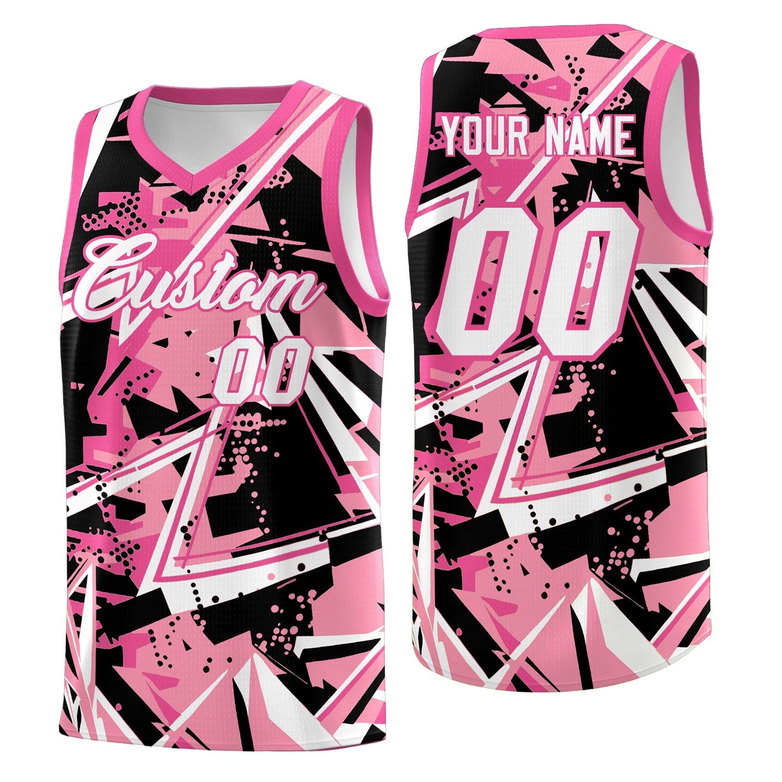 Custom Youth Basketball Jerseys Light Pink Rose Red Abstract Graffiti Personalized Team Name & Number