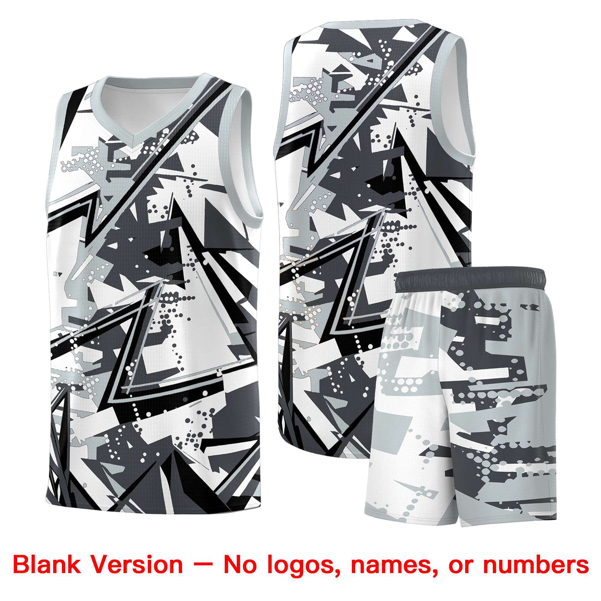Custom Youth Basketball Jerseys Gray Silver Abstract Graffiti Personalized Team Name &amp; Number