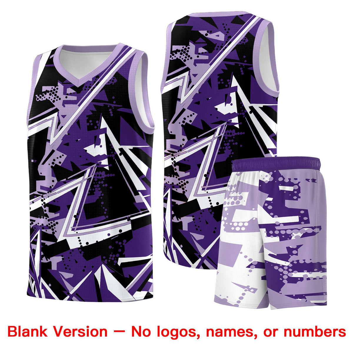 Custom Youth Basketball Jerseys Purple Light Purple Abstract Graffiti Urban Style Personalized Uniform