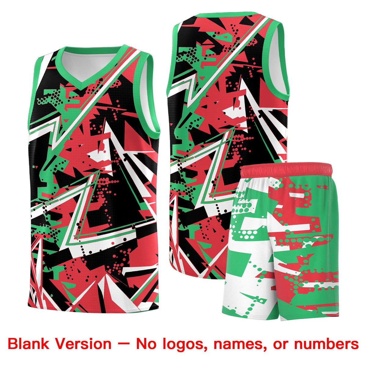 Custom Youth Basketball Jerseys Light Red Green Abstract Graffiti Urban Style Personalized Uniform