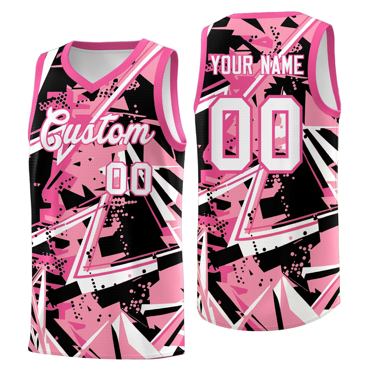 Custom Youth Basketball Jerseys Light Pink Rose Red Abstract Graffiti Personalized Team Name &amp; Number