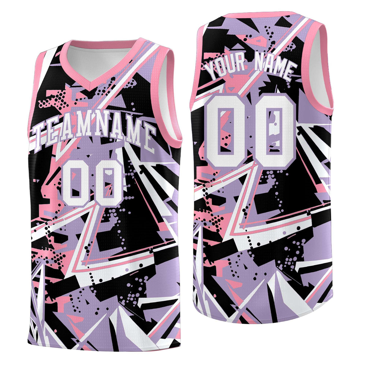 Custom Youth Basketball Jerseys Light Purple Pink Abstract Graffiti Personalized Team Name &amp; Number