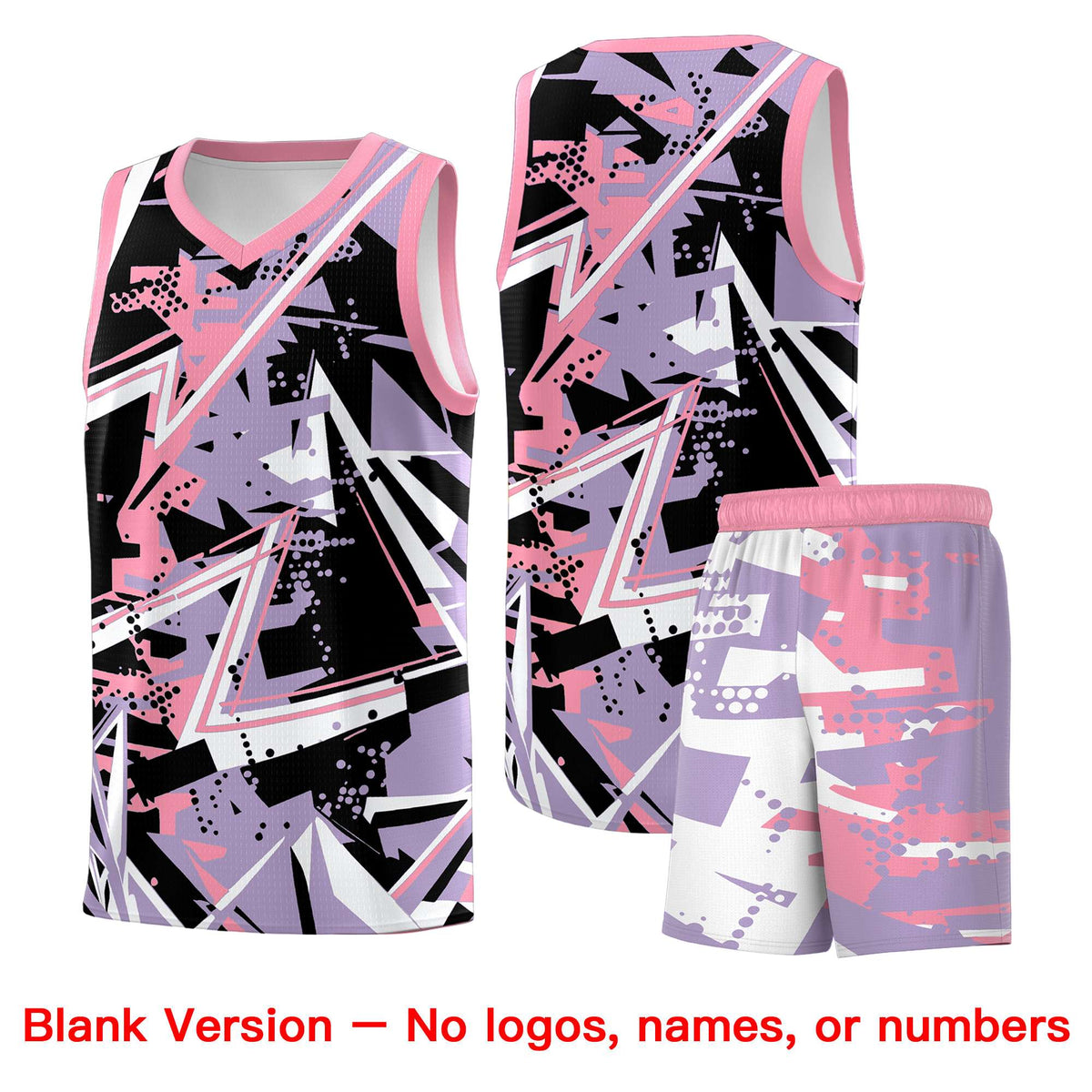 Custom Youth Basketball Jerseys Light Purple Pink Abstract Graffiti Personalized Team Name &amp; Number