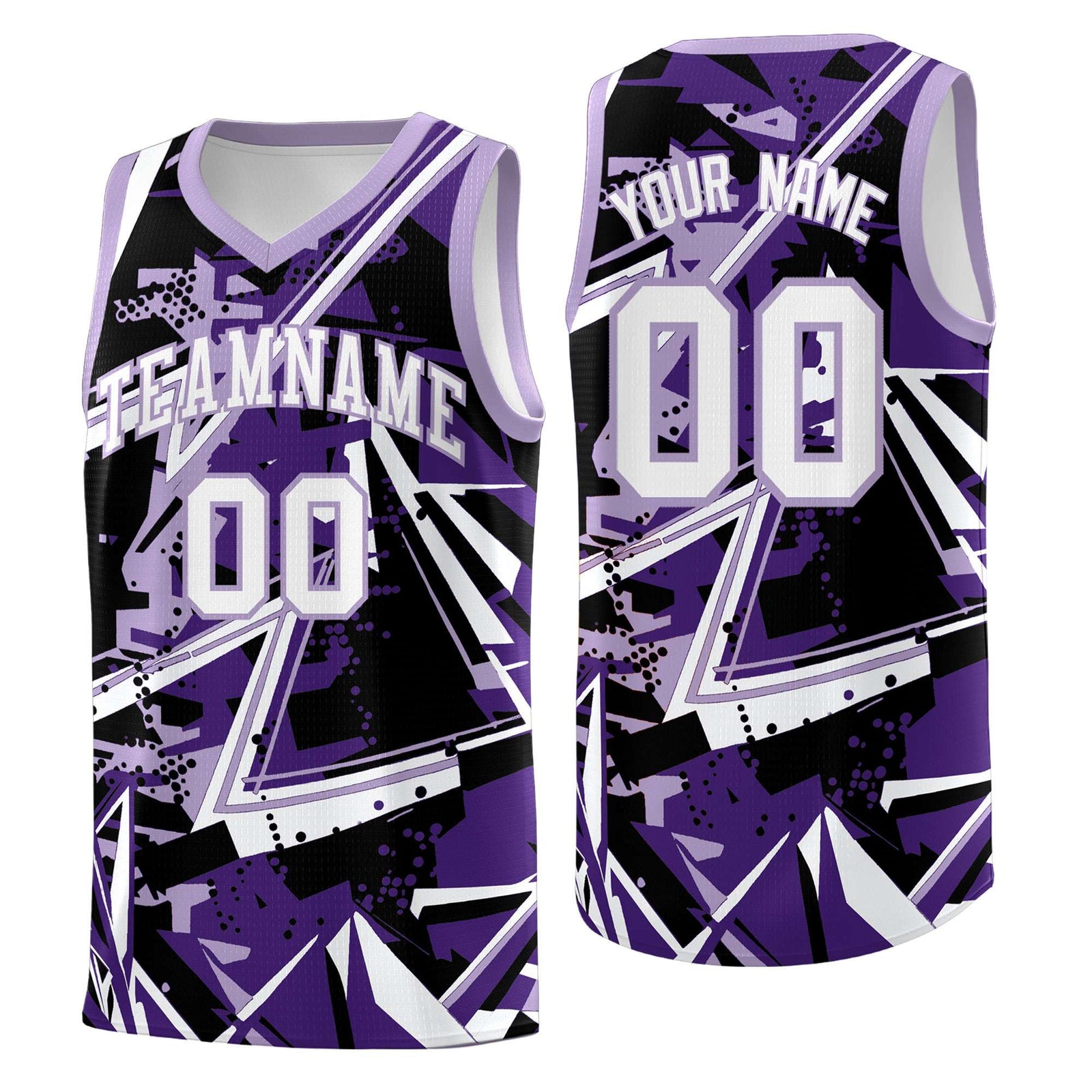 Custom Youth Basketball Jerseys Purple Light Purple Abstract Graffiti Urban Style Personalized Uniform