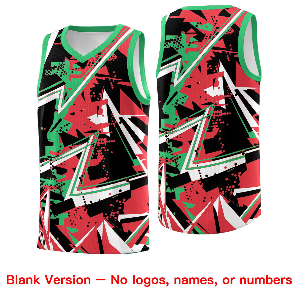 Custom Youth Basketball Jerseys Light Red Green Abstract Graffiti Urban Style Personalized Uniform