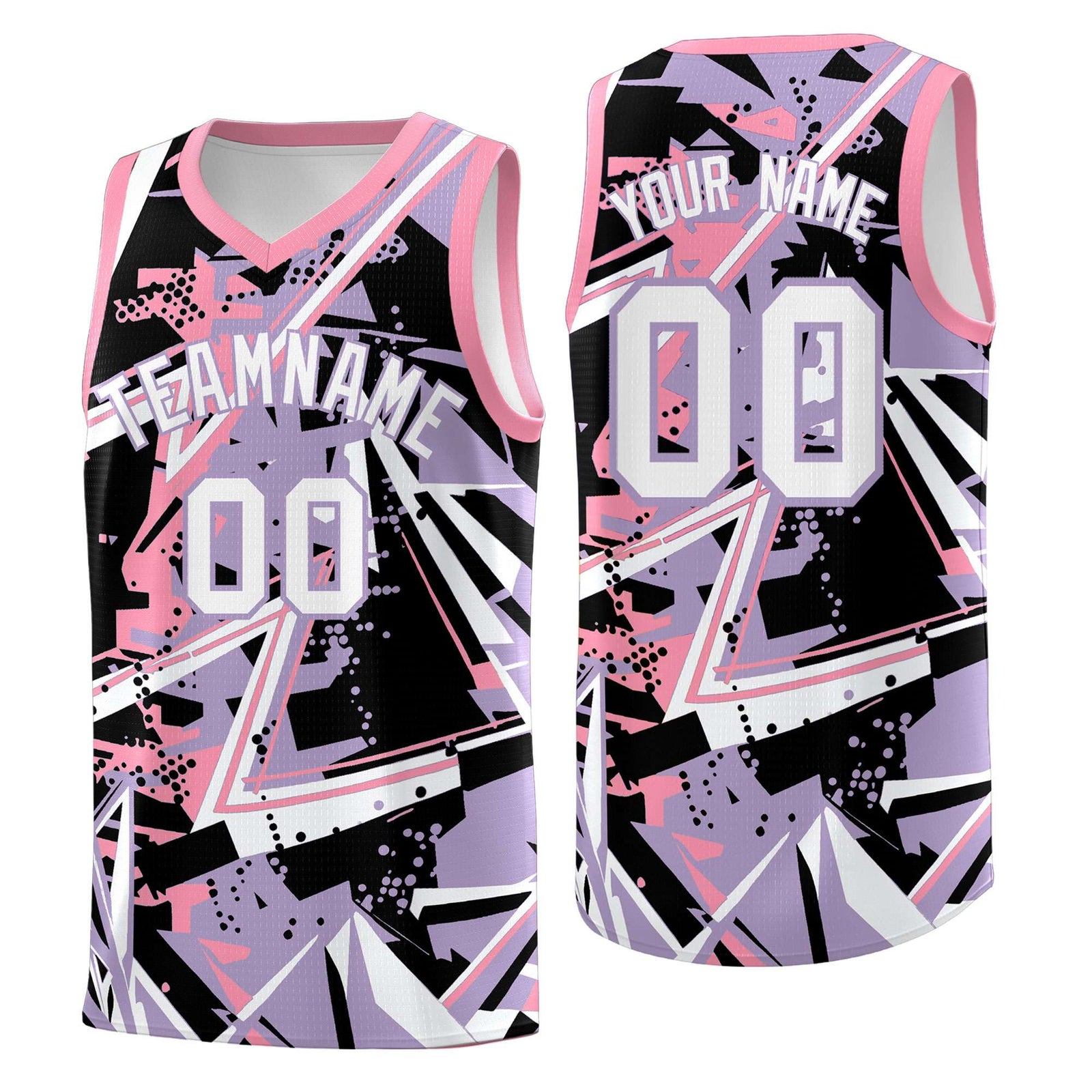 Custom Youth Basketball Jerseys Light Purple Pink Abstract Graffiti Personalized Team Name & Number