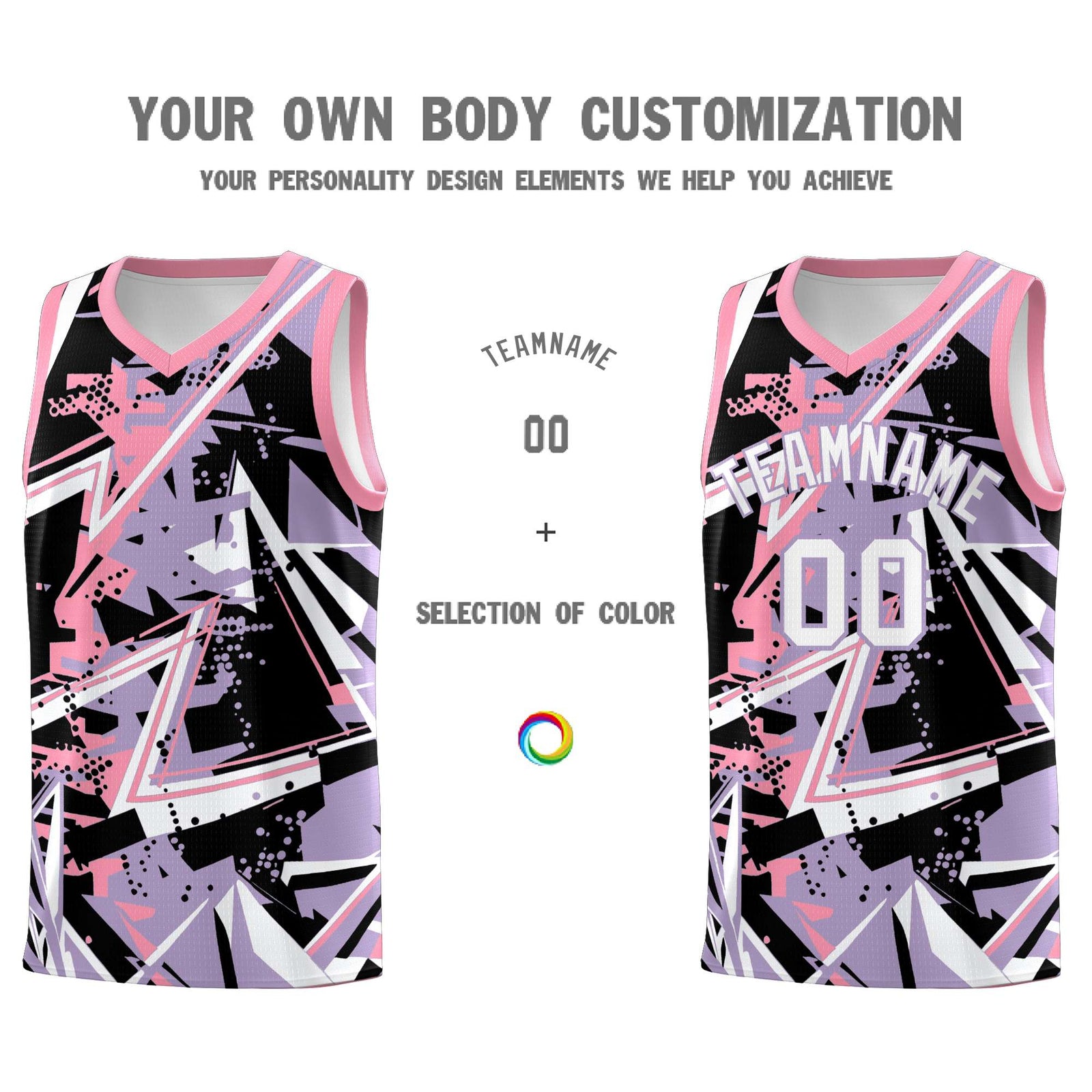 Custom Youth Basketball Jerseys Light Purple Pink Abstract Graffiti Personalized Team Name & Number