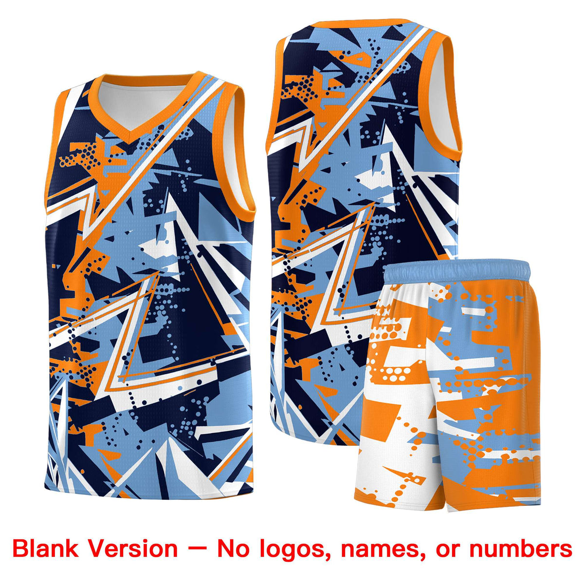 Custom Youth Basketball Jerseys Powder Blue Orange Abstract Graffiti Personalized Team Name &amp; Number
