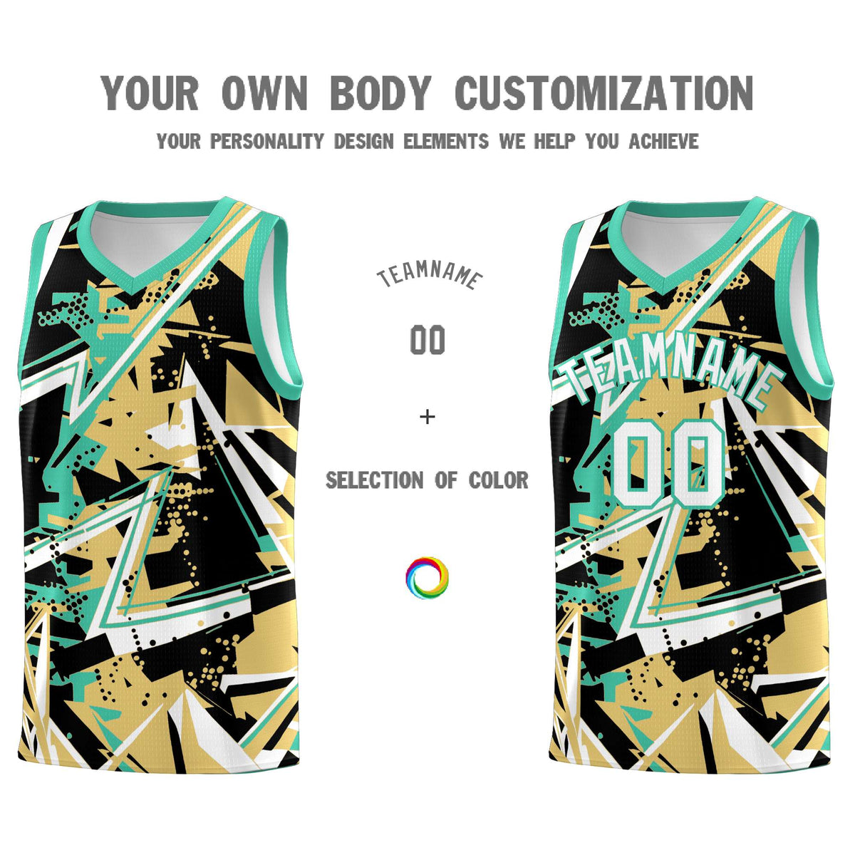Custom Youth Basketball Jerseys Old Gold Bright Green Abstract Graffiti Personalized Street Style Uniform