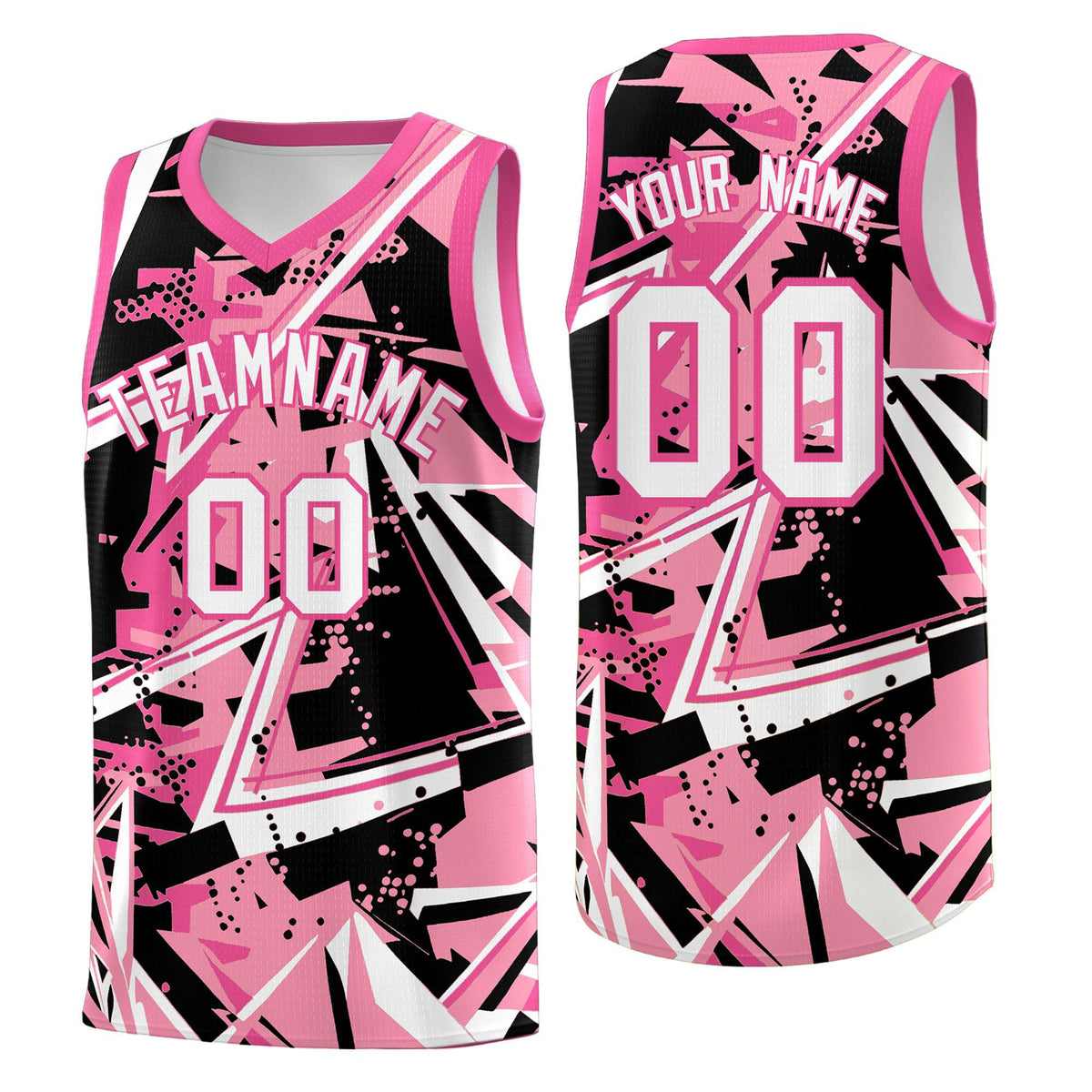 Custom Youth Basketball Jerseys Light Pink Rose Red Abstract Graffiti Personalized Team Name &amp; Number