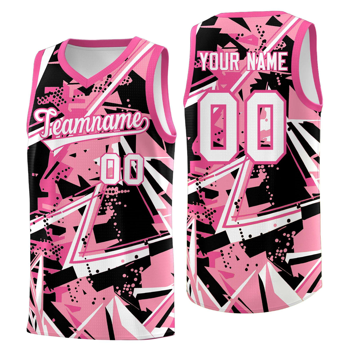 Custom Youth Basketball Jerseys Light Pink Rose Red Abstract Graffiti Personalized Team Name &amp; Number