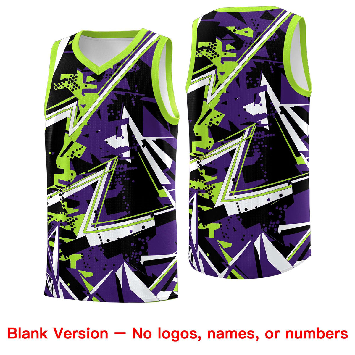 Custom Youth Basketball Jerseys Purple Neon Green Abstract Graffiti Personalized Team Name &amp; Number