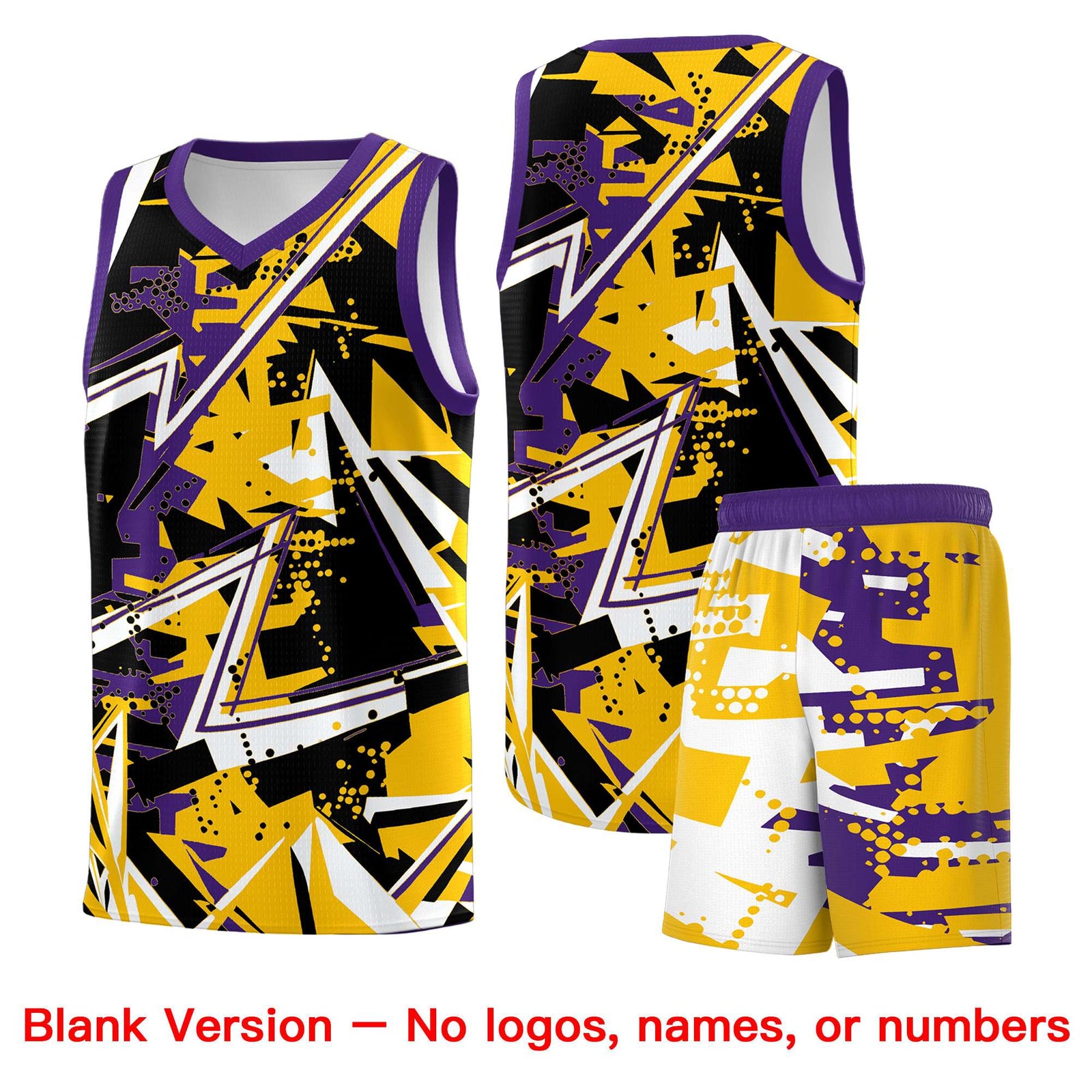 Custom Youth Basketball Jerseys Yellow Purple Abstract Graffiti Personalized Team Name & Number