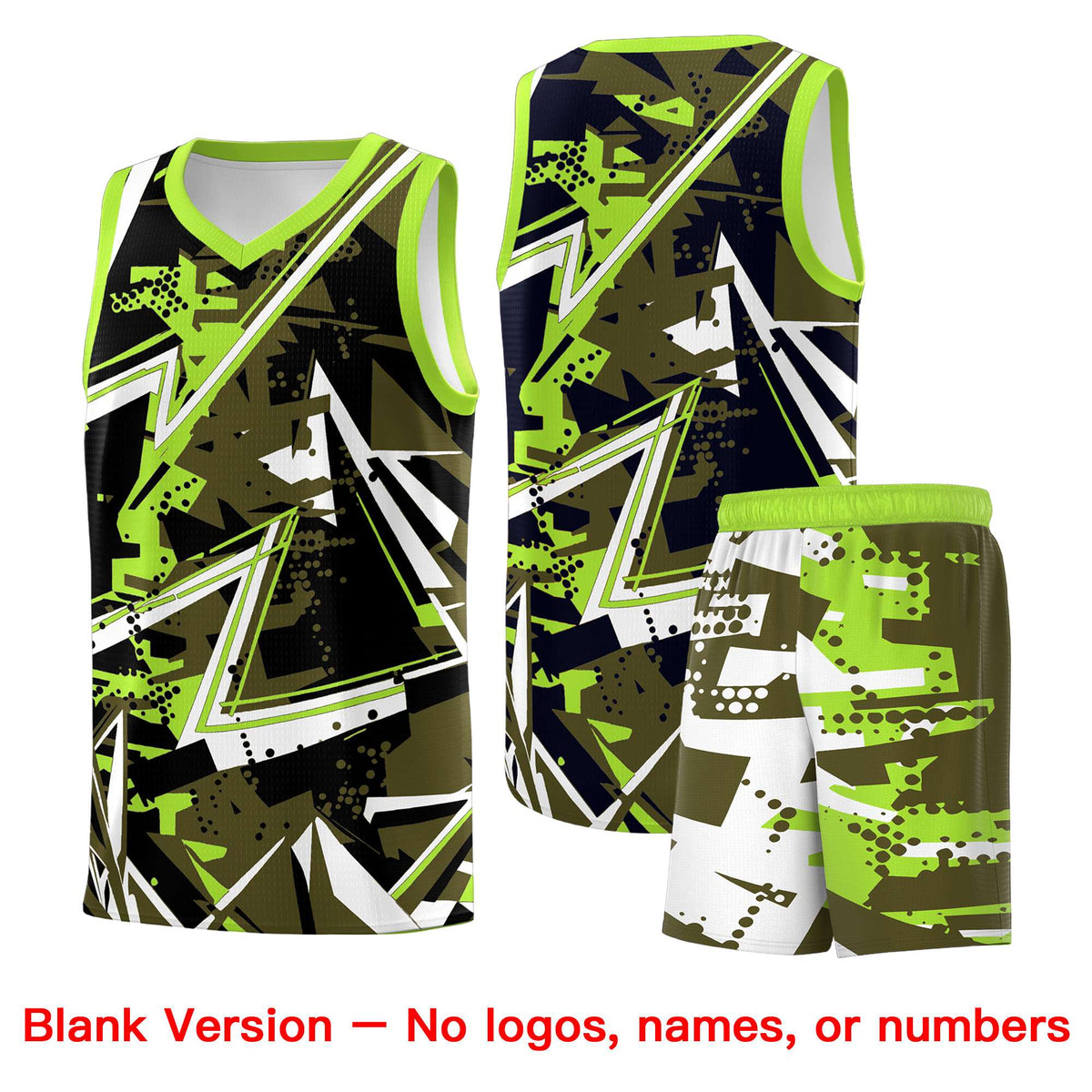 Custom Youth Basketball Jerseys Olive Neon Green Abstract Graffiti Personalized Street Style Uniform