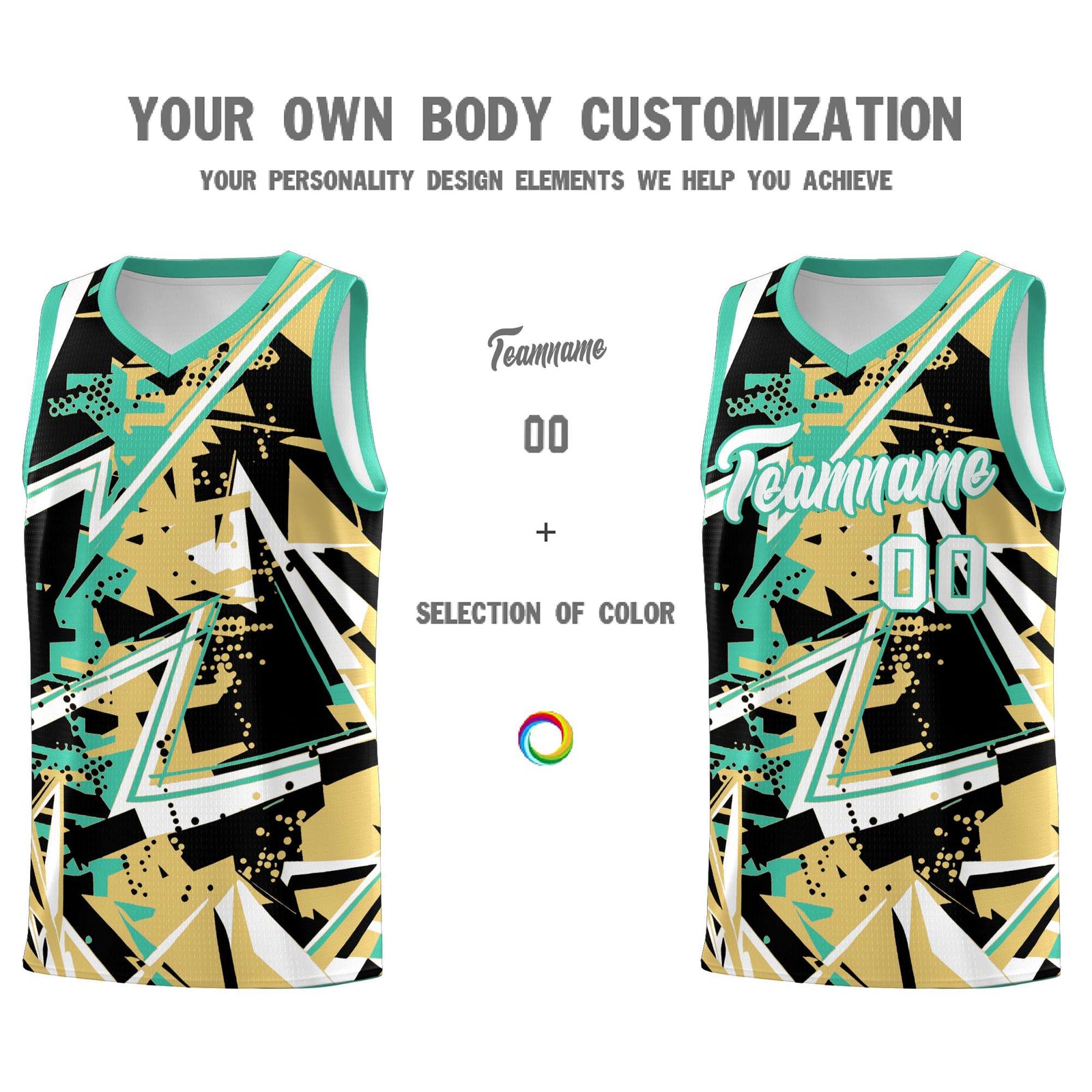 Custom Youth Basketball Jerseys Old Gold Bright Green Abstract Graffiti Personalized Street Style Uniform