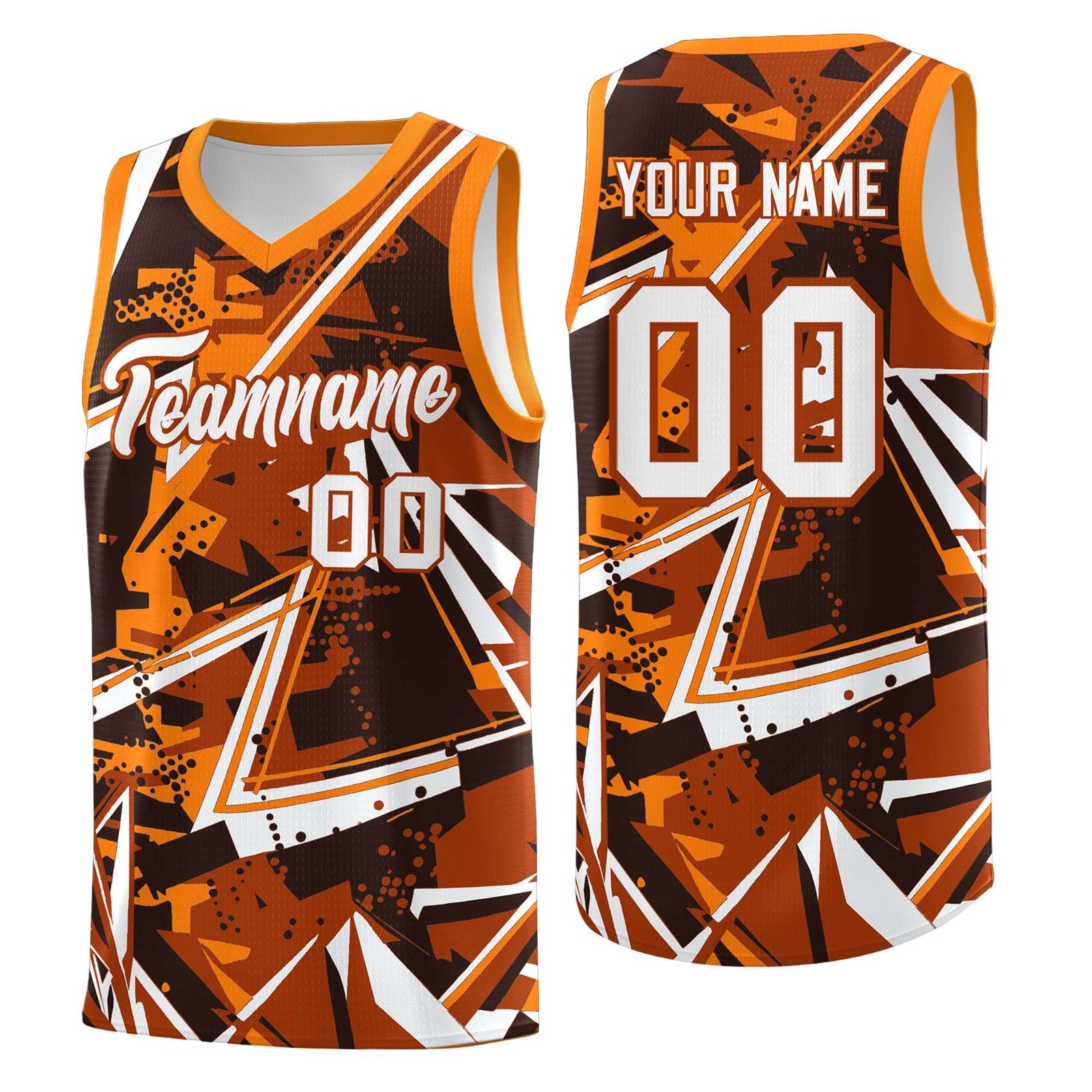 Custom Youth Basketball Jerseys Dark Orange Orange Abstract Graffiti Personalized Street Style Uniform